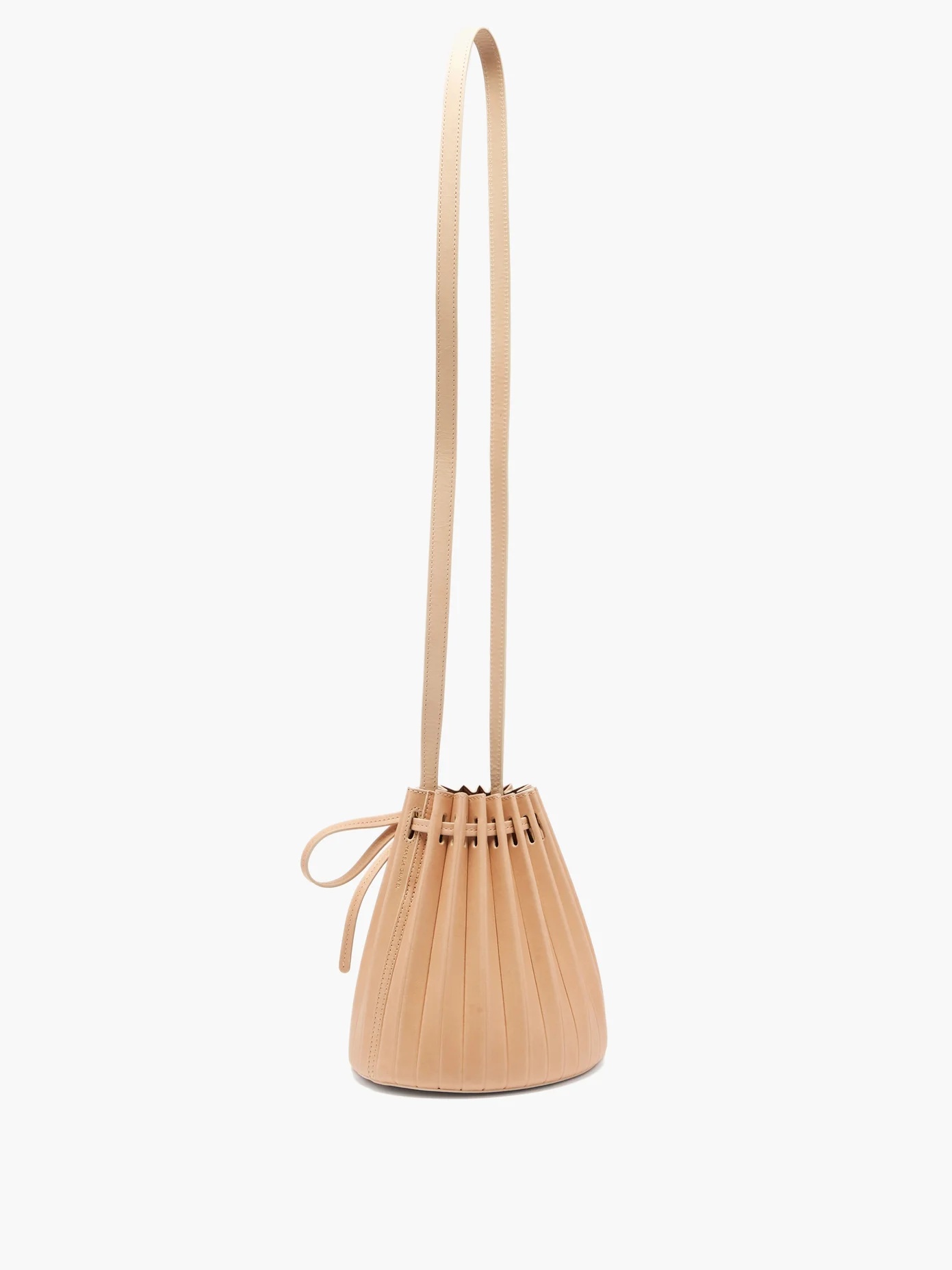 Pleated mini leather bucket bag - 4