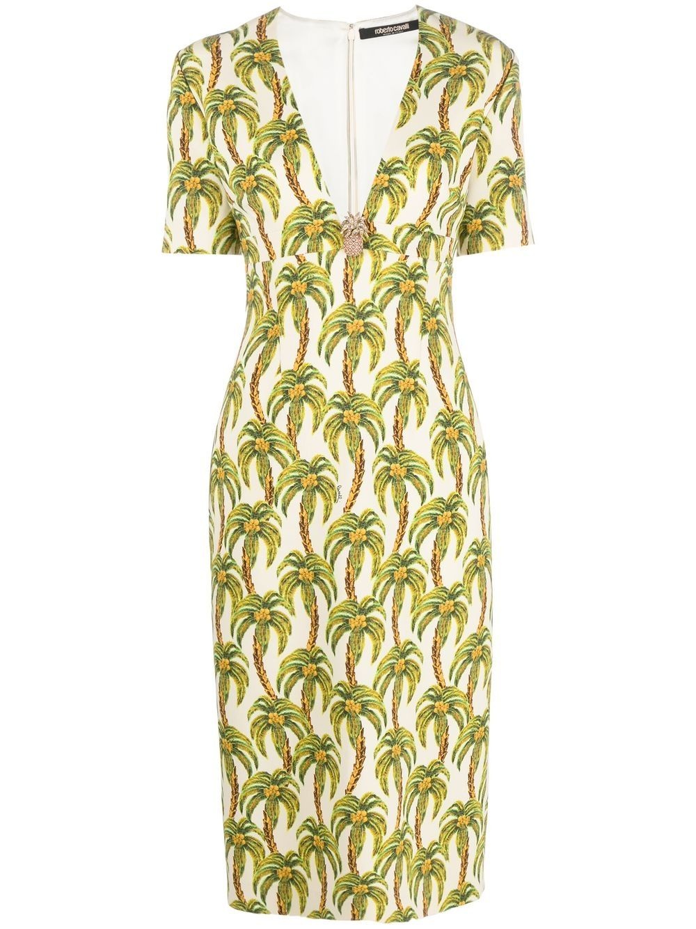 palm tree-print midi dress - 1