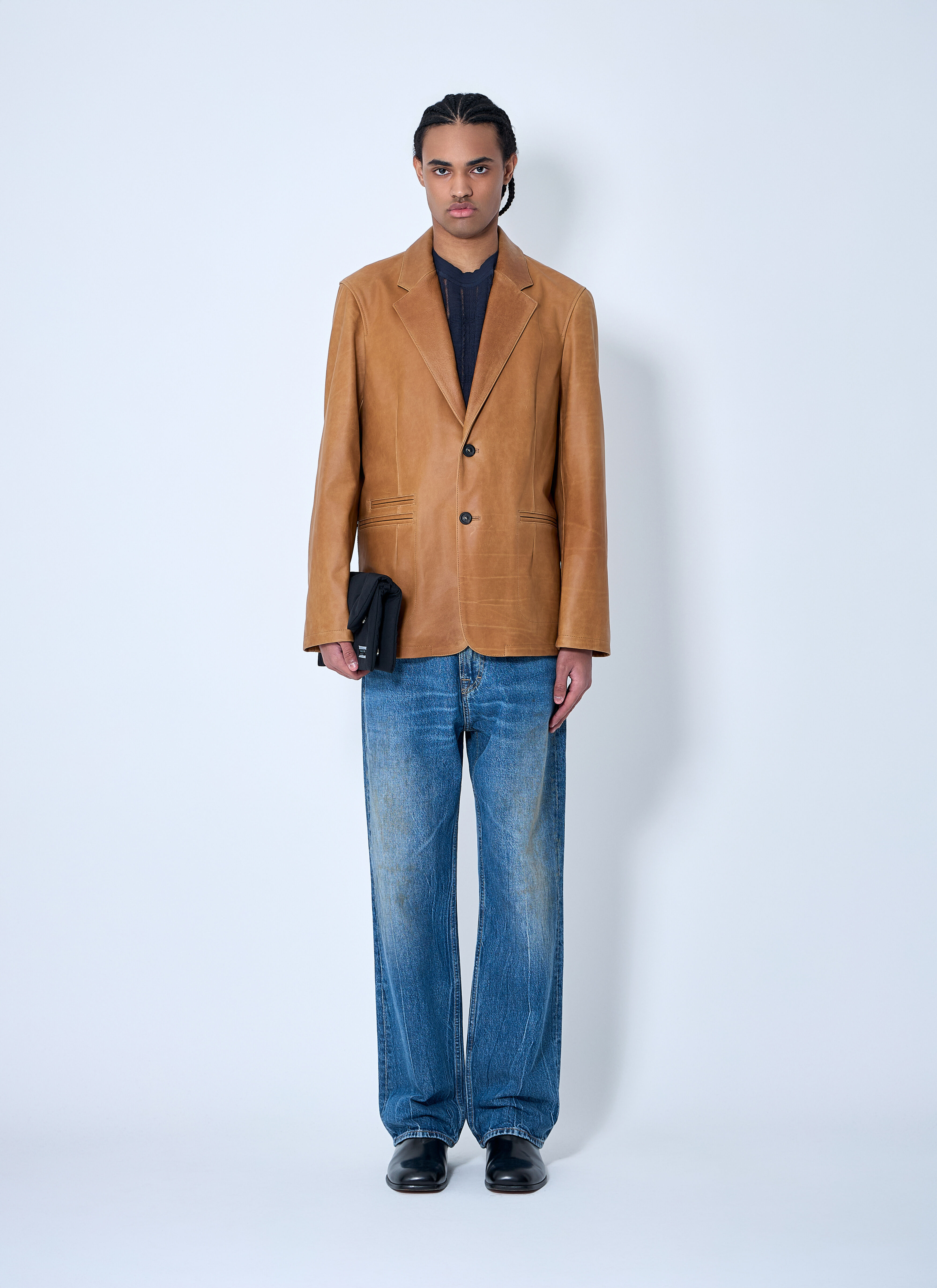 Leather Openning Blazer - 2