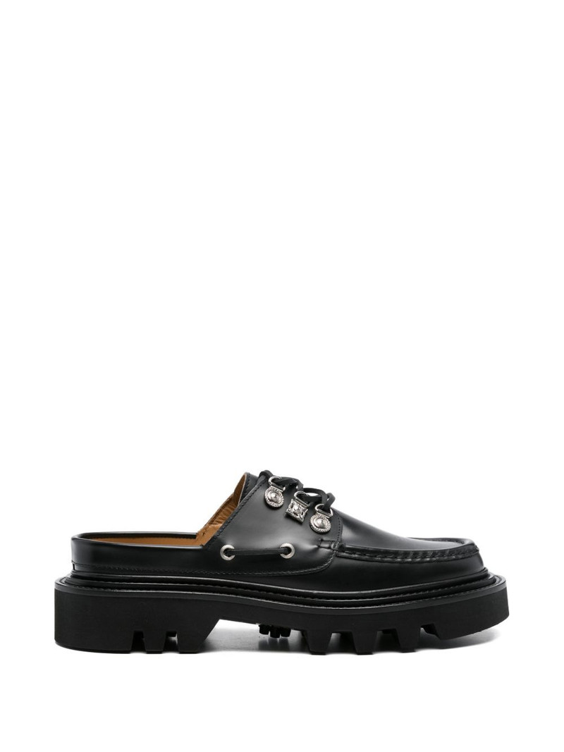 lace-up leather mules 1