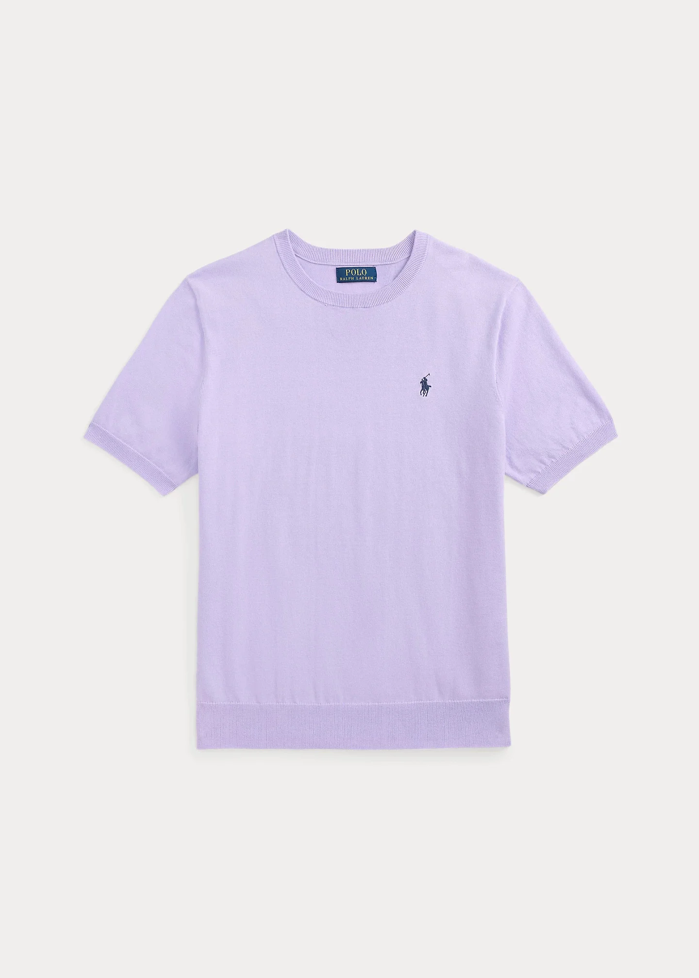 Cotton Crewneck Short-Sleeve Sweater - 1