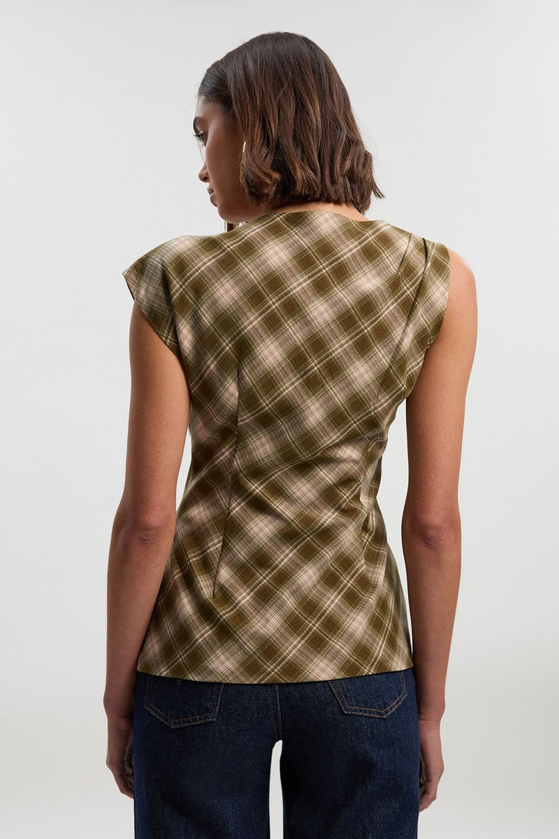 Tailored Check Trim Detail Sleeveless Top 5