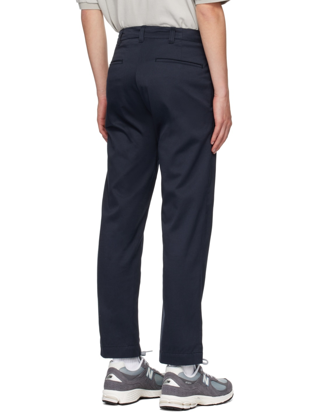 Navy Straight-Leg Trousers - 3