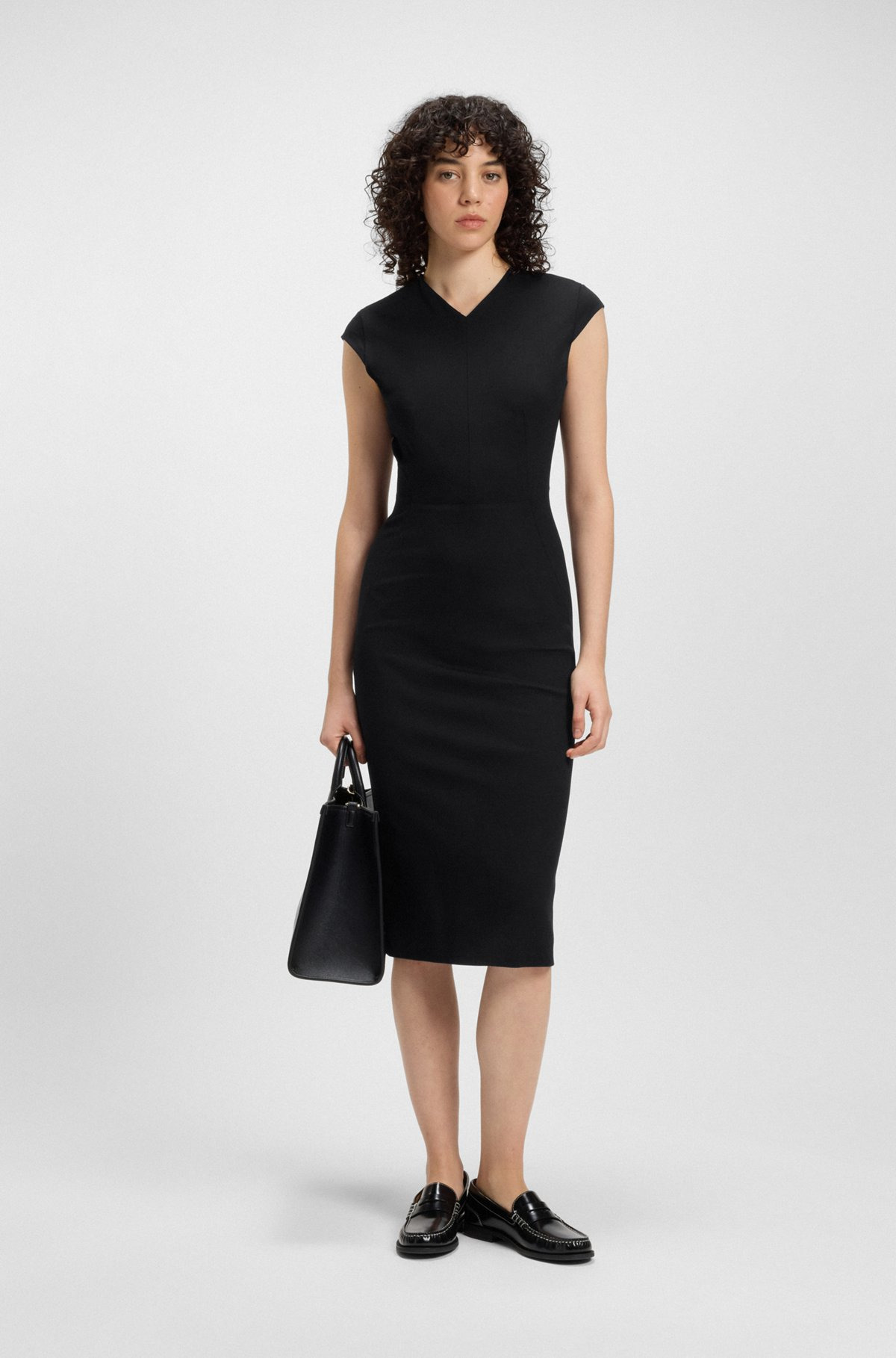 CAP-SLEEVE DRESS IN STRETCH FABRIC - 2