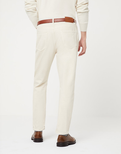 Brunello Cucinelli Garment-dyed leisure fit five-pocket trousers in slubbed cotton denim outlook