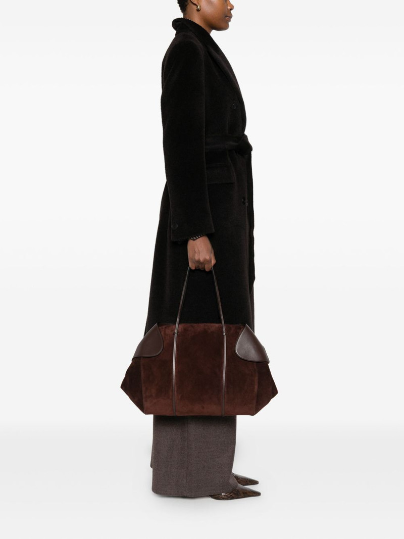 NEOUS leather-trimmed suede shoulder bag outlook