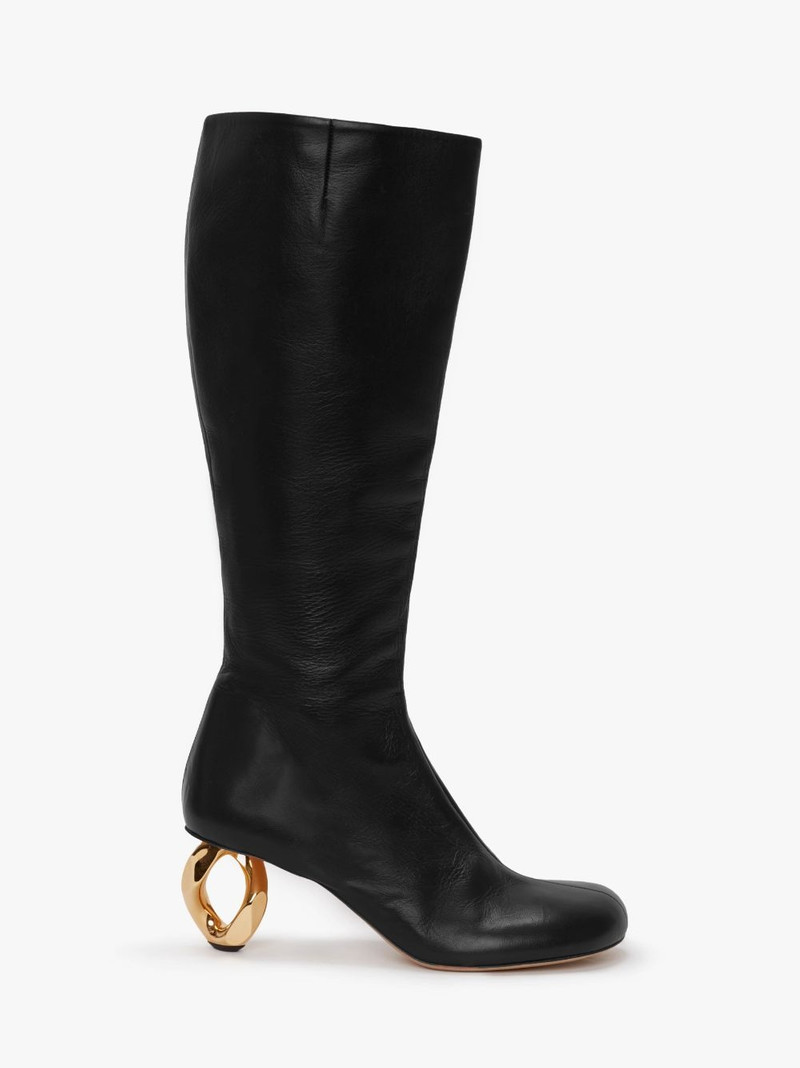 CHAIN HEEL HIGH BOOTS - 1