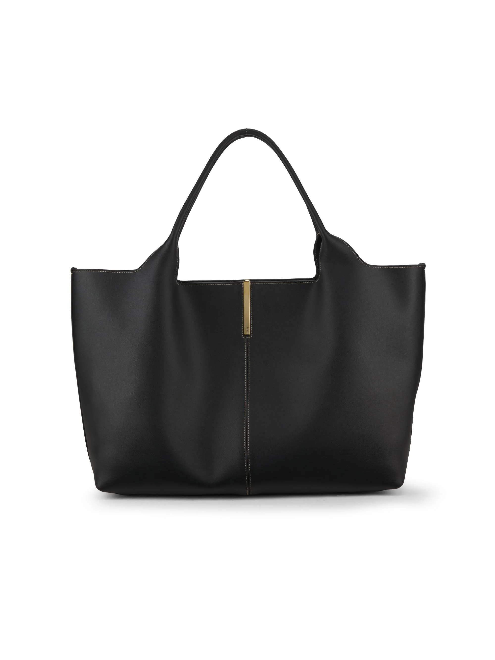 Women's Medium Leather Shopping Bag - Nero - 1