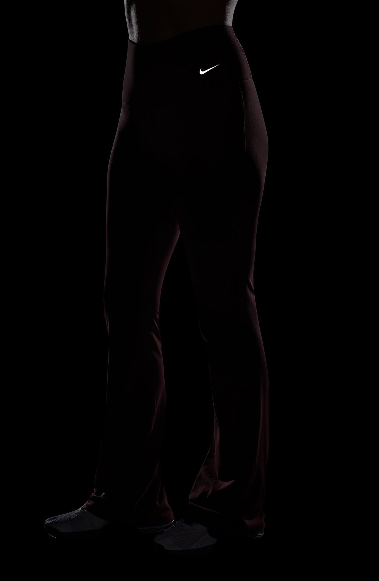 Nike Zenvy High-Waisted Flared Leggings in Burgundy Crush/Black at Nordstrom - 4