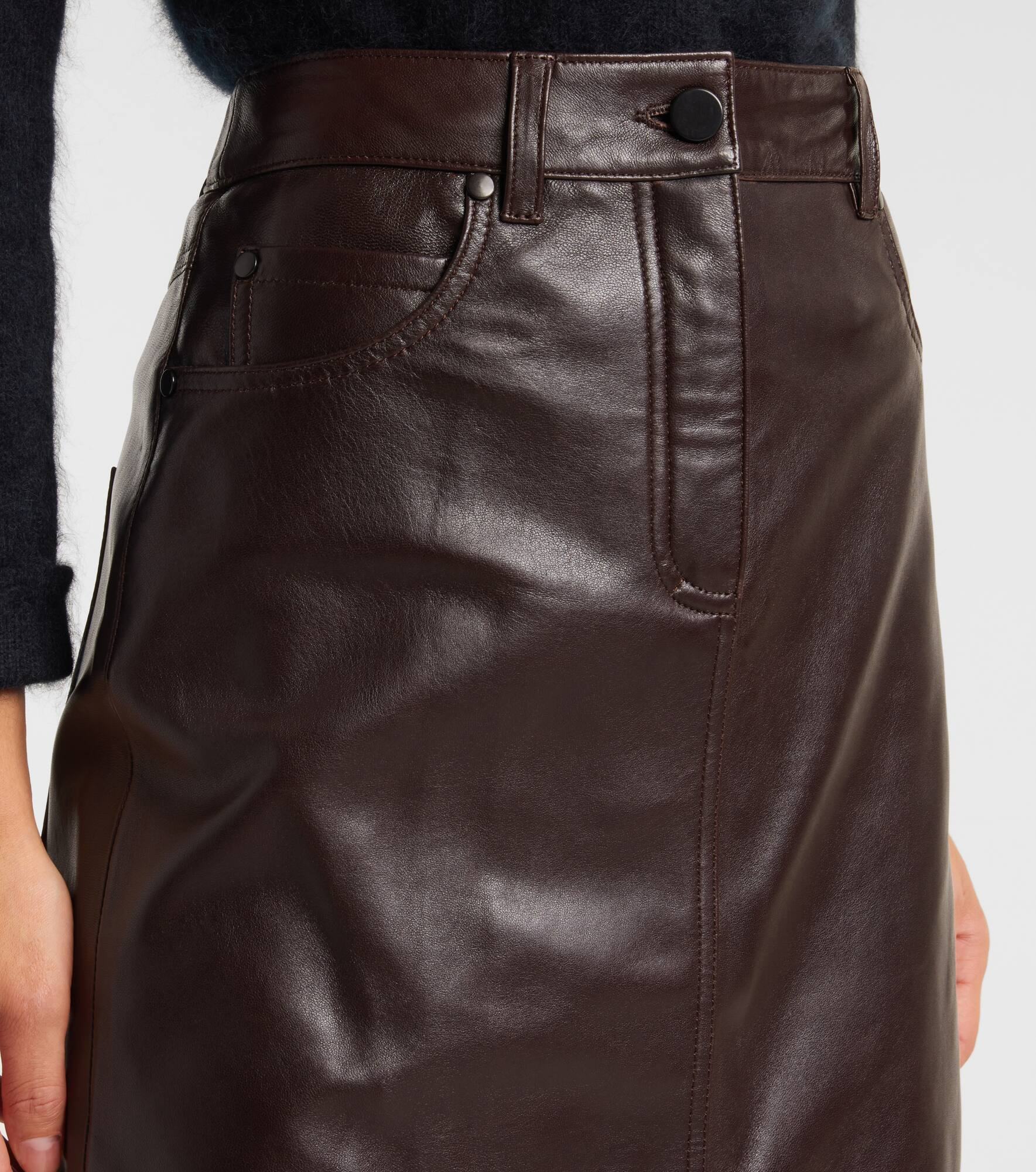 High-rise leather maxi skirt - 4