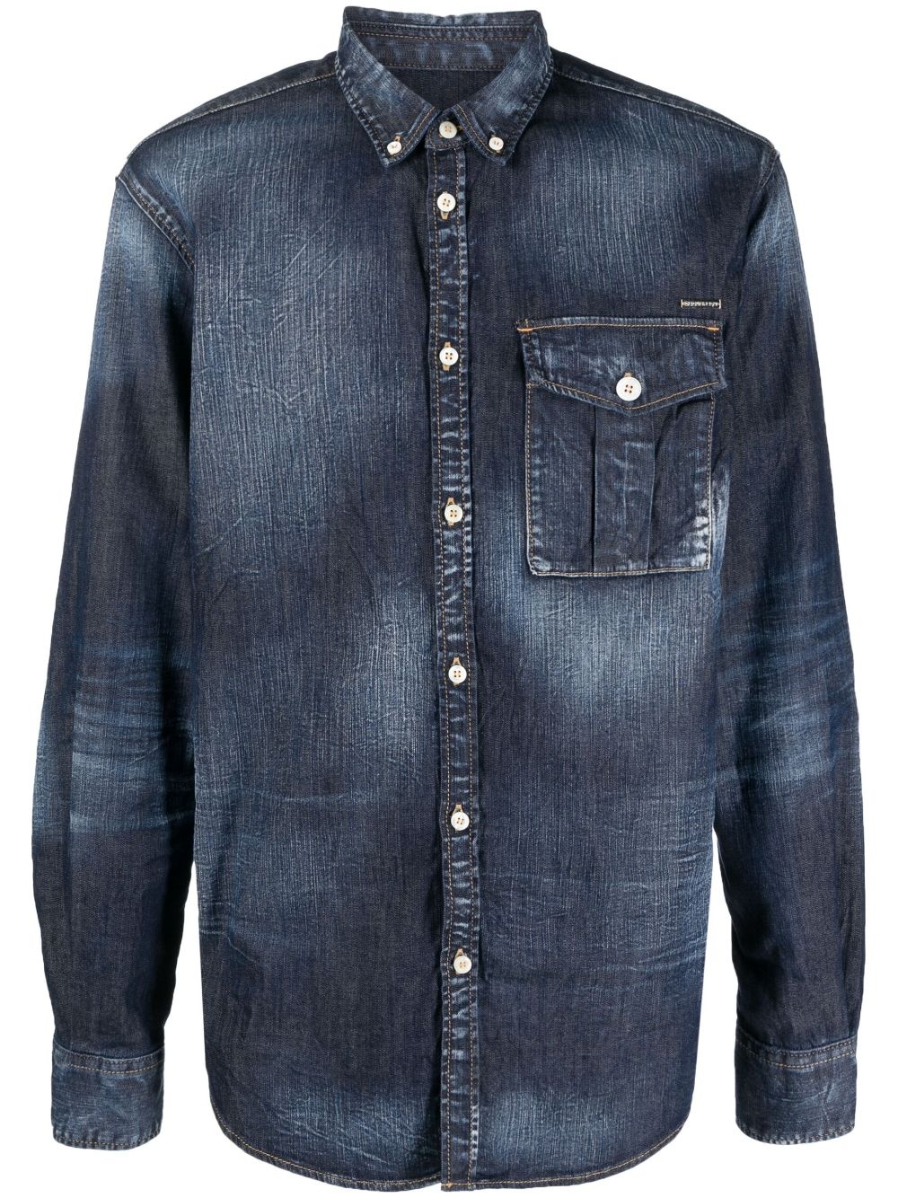 logo-plaque denim shirt - 1