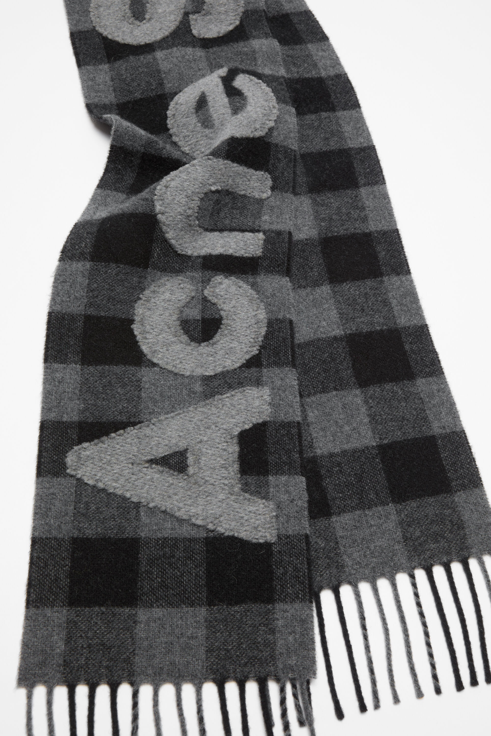 Check logo scarf - Narrow - Black/grey - 3