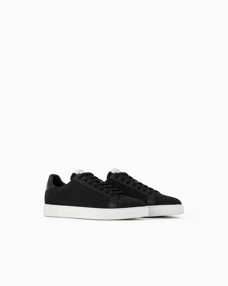 EMPORIO ARMANI Nylon sneakers with jacquard all-over eagle outlook