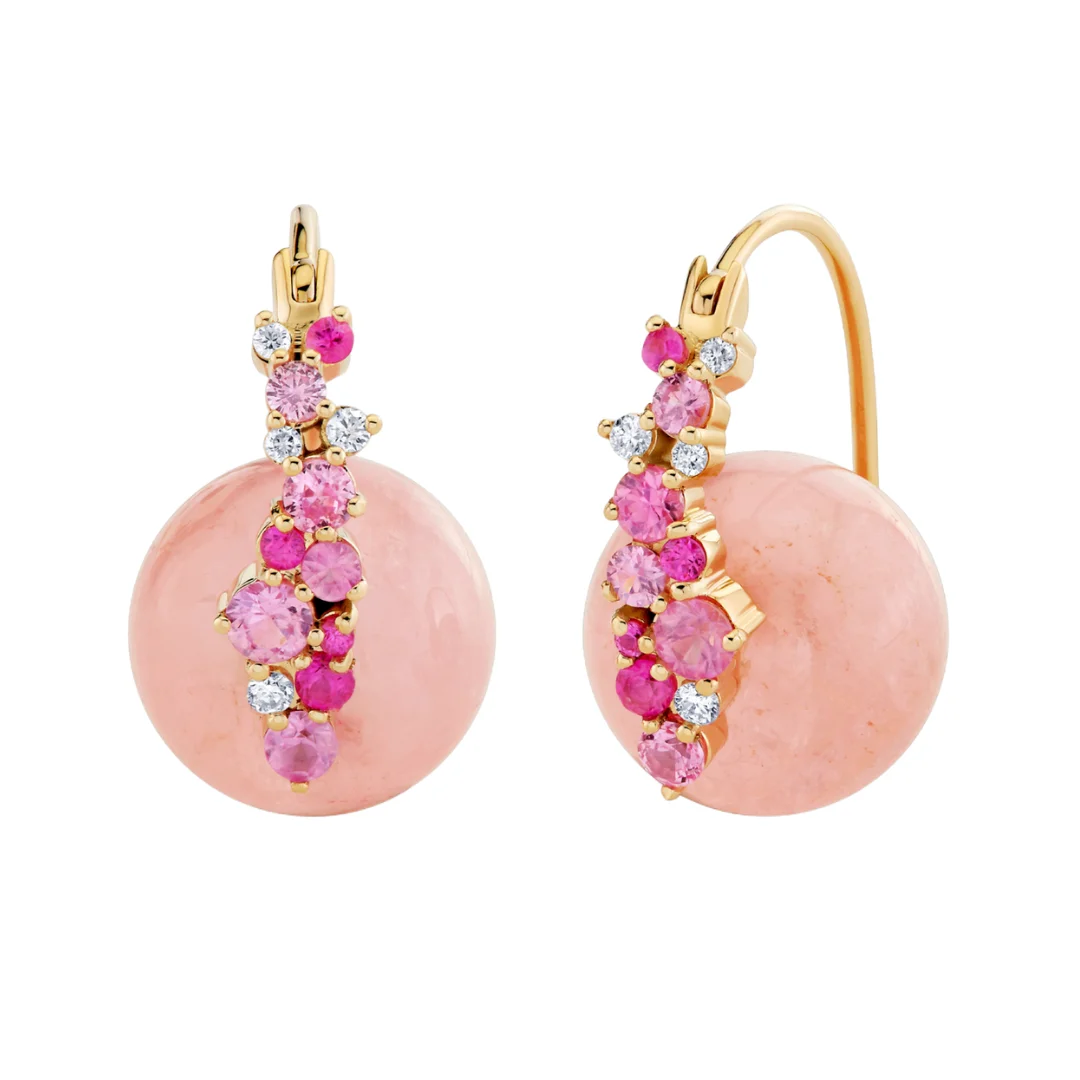 Pink Opal Cocktail Bead Earrings - 1