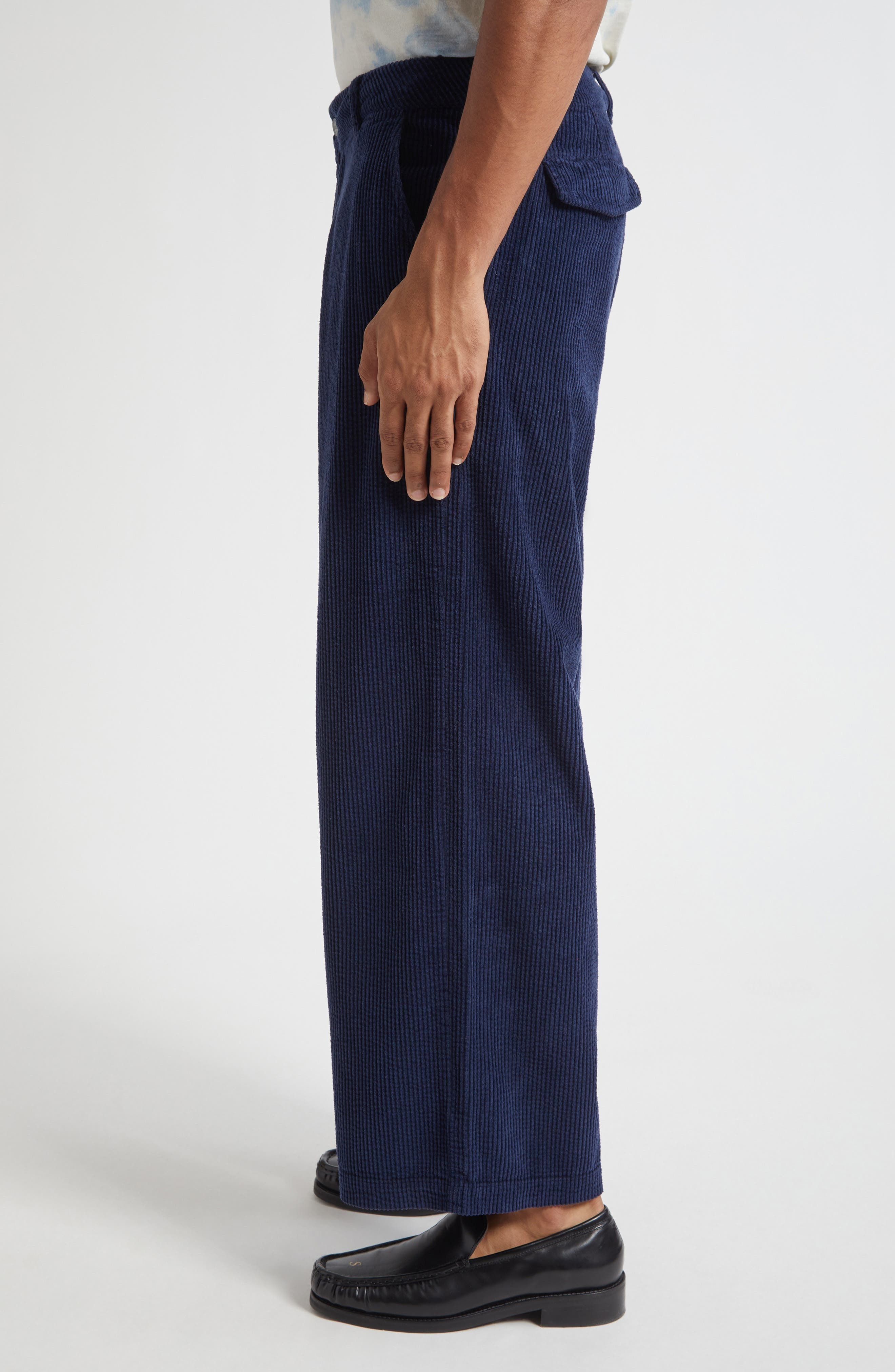 ERL Gender Inclusive Stretch Corduory Pants in Navy at Nordstrom - 4