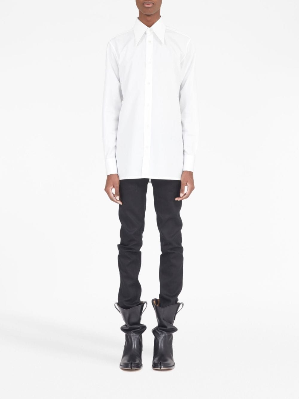 straight-point collar cotton shirt - 2