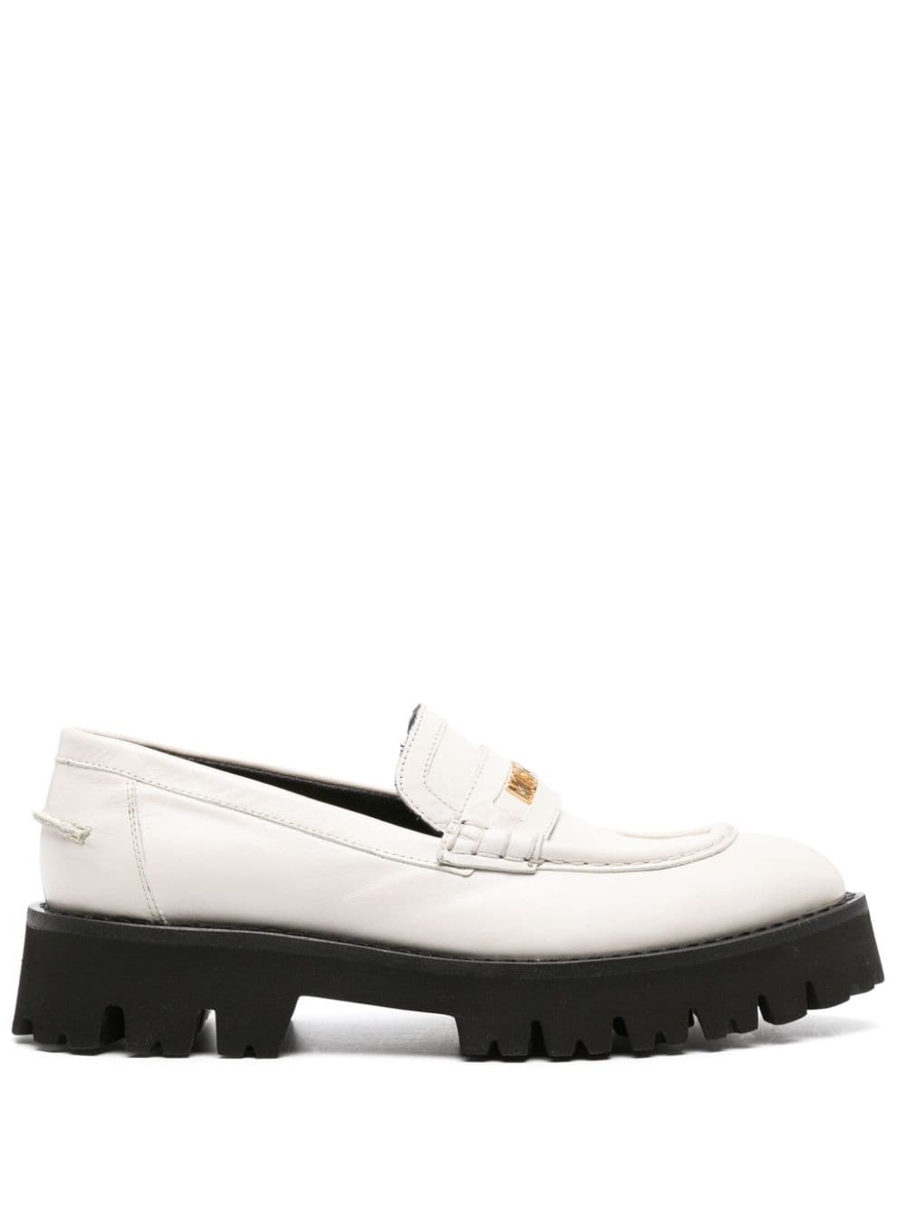 logo-lettering chunky leather loafers - 2