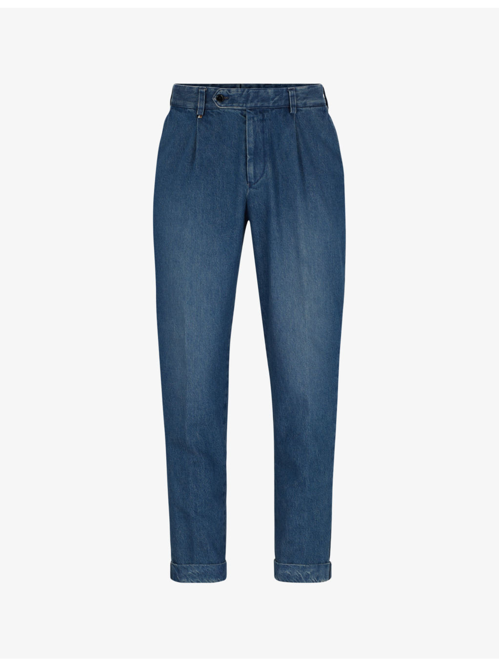 Slim-fit straight-leg denim trousers - 1