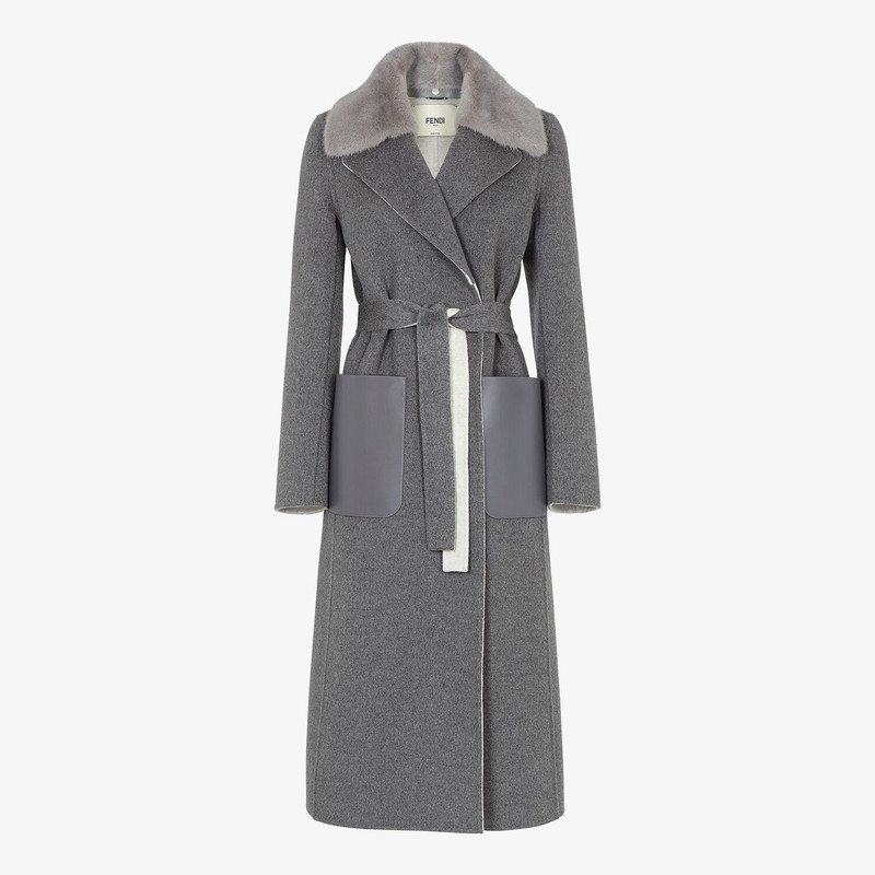 Gray double-sided cashmere coat 1