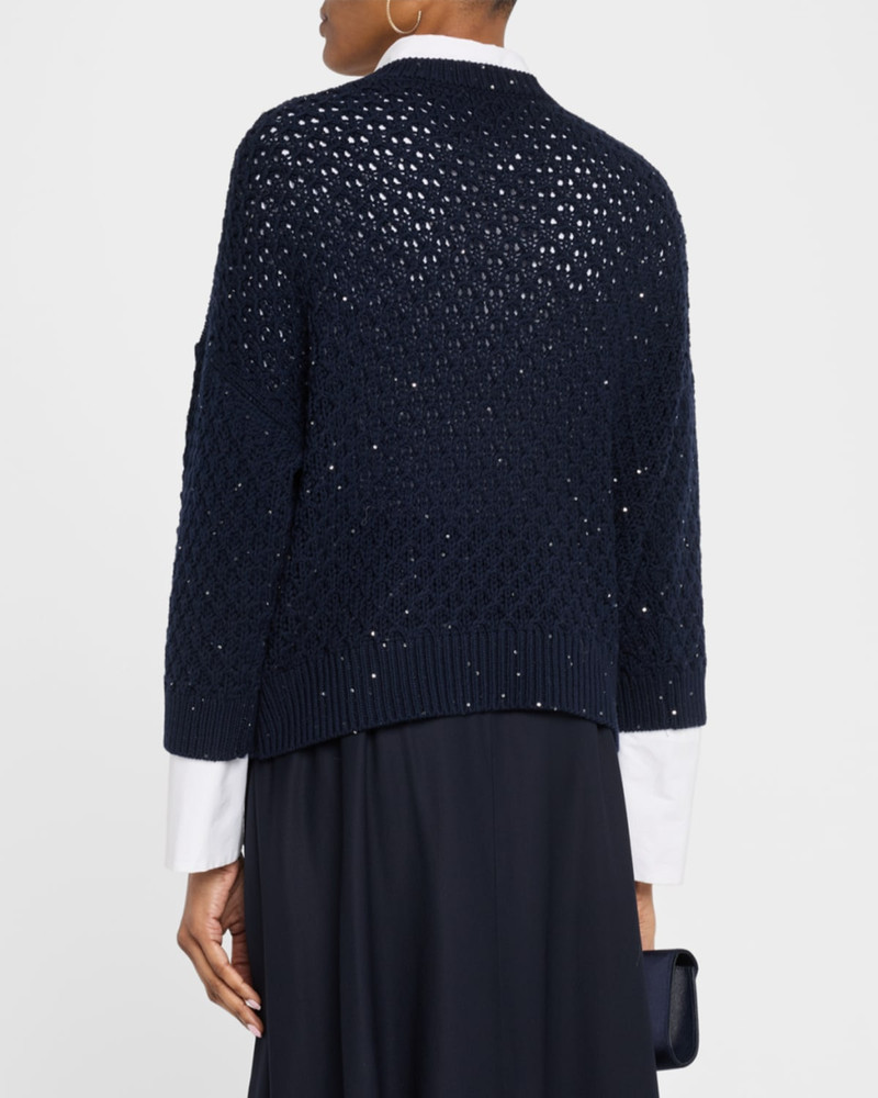Crewneck Open-Knit Wool Sweater 3