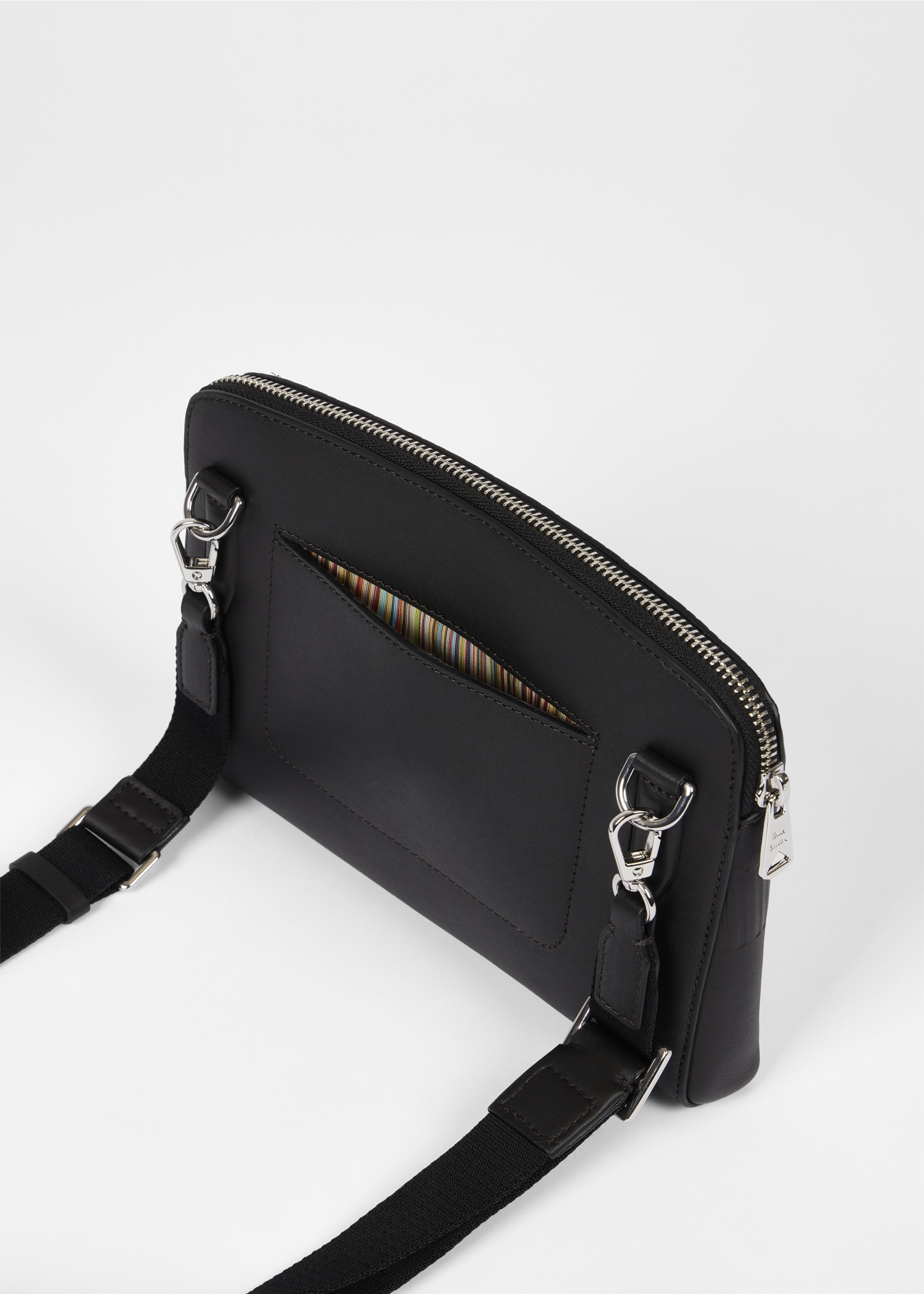 Dark Brown Leather 'Shadow Stripe' Cross-Body Bag - 4