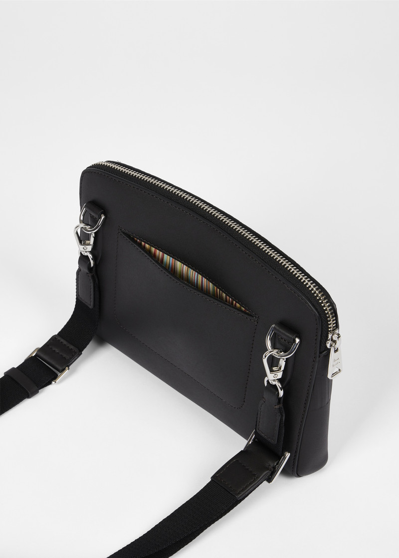 Dark Brown Leather 'Shadow Stripe' Cross-Body Bag 4