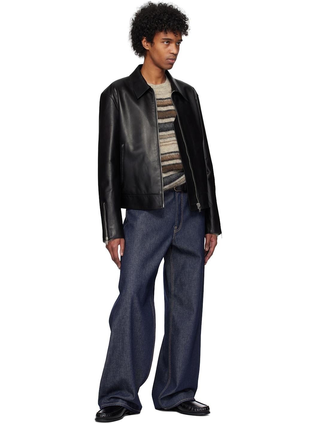 Black Old School Classic Stitch Trimmed Belt - 3