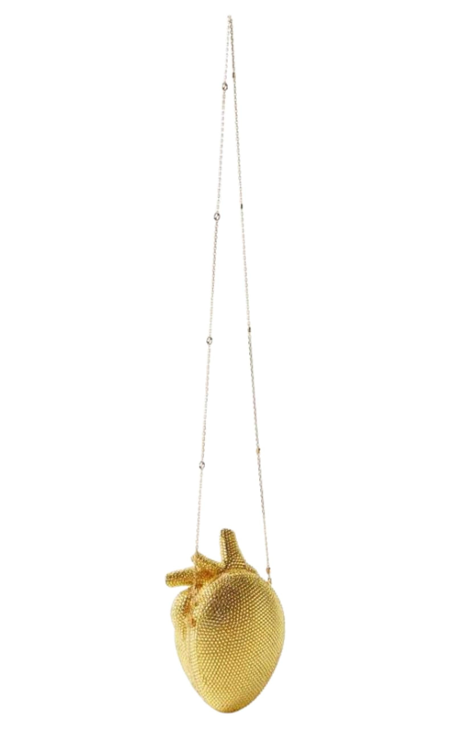Gold Broadway Heart Crystal-Embellished Clutch Bag - 6