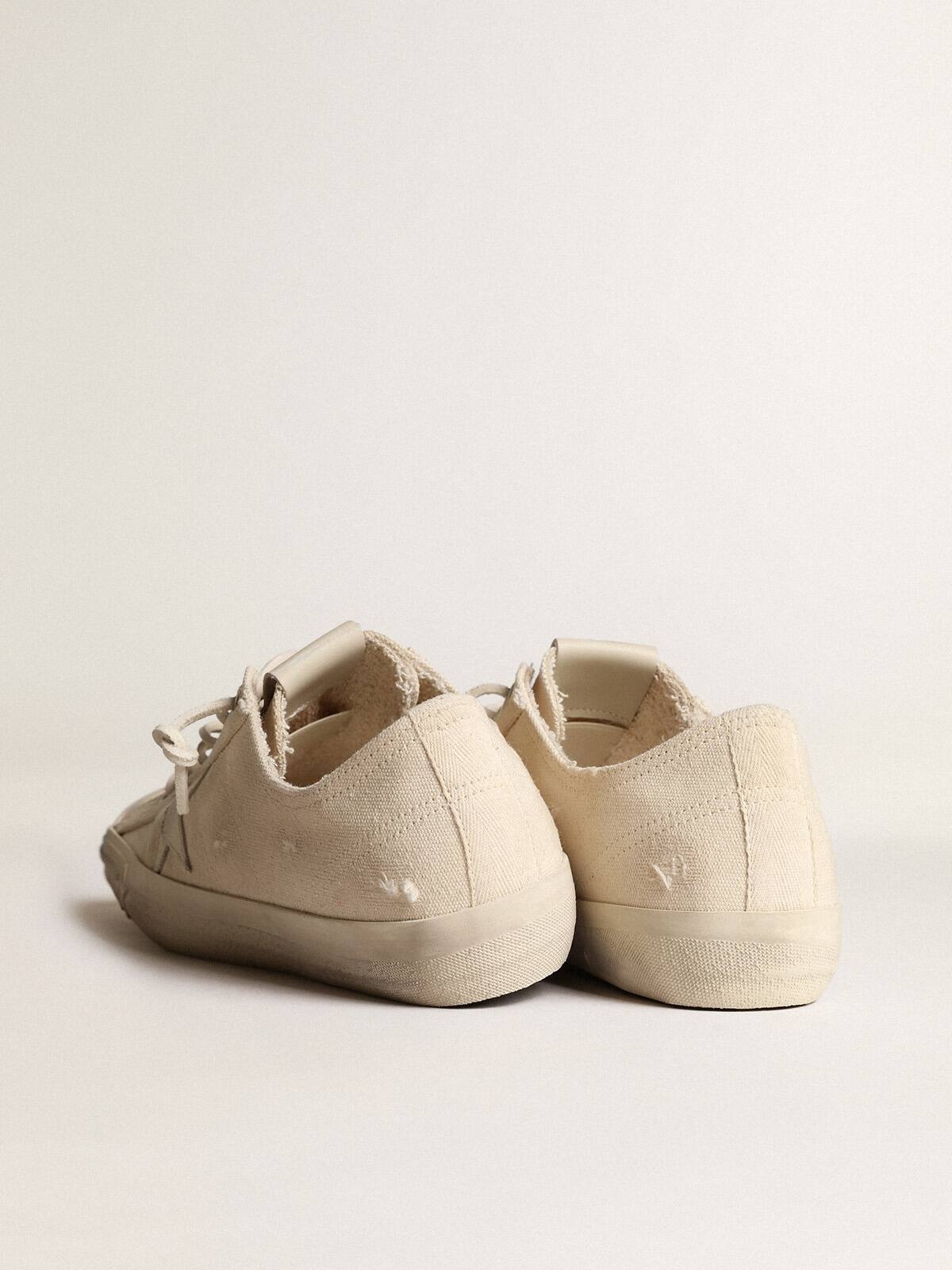 V-Star in light cream canvas with milk-white leather star - 4