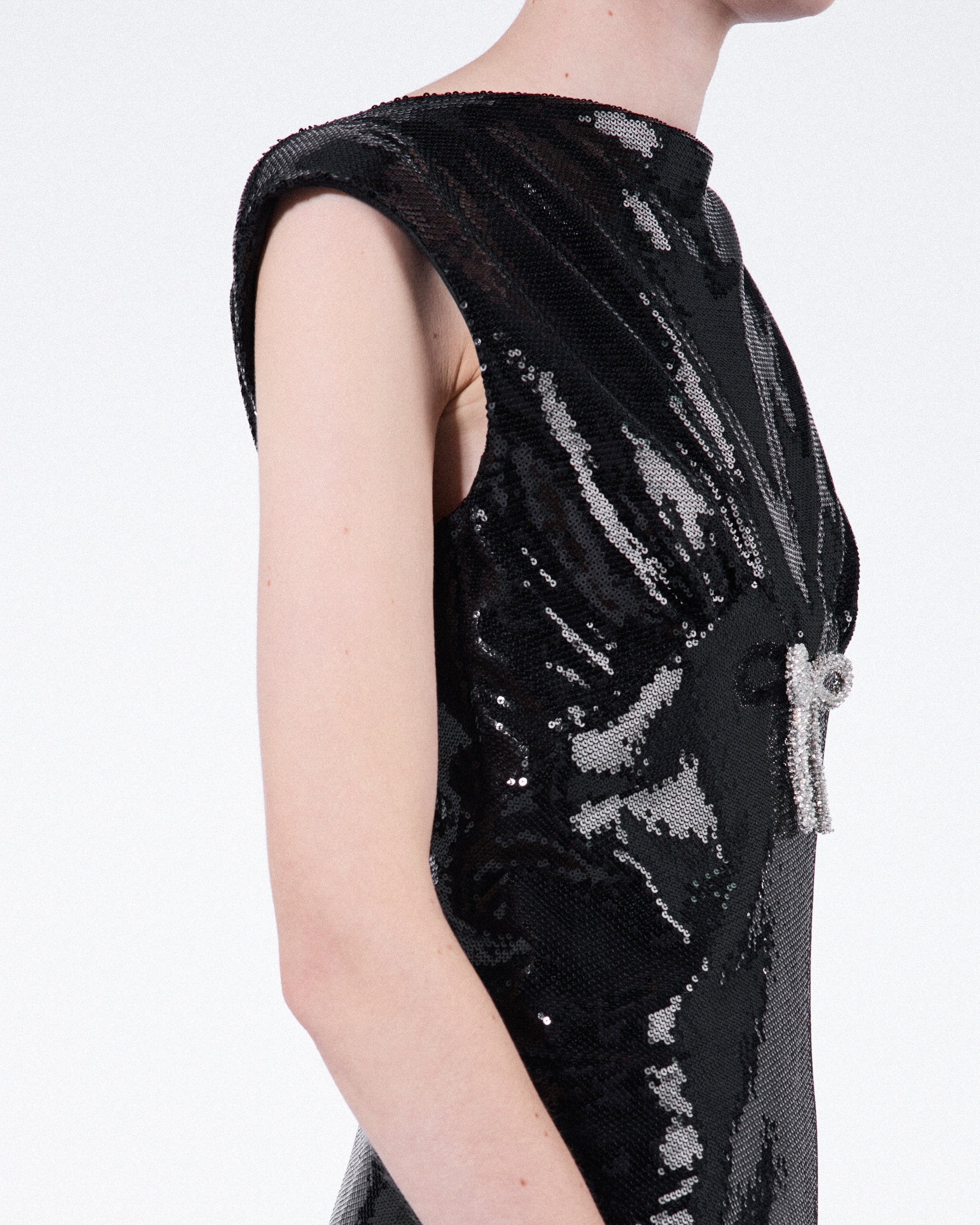 Sequined satin jersey long dress - 3
