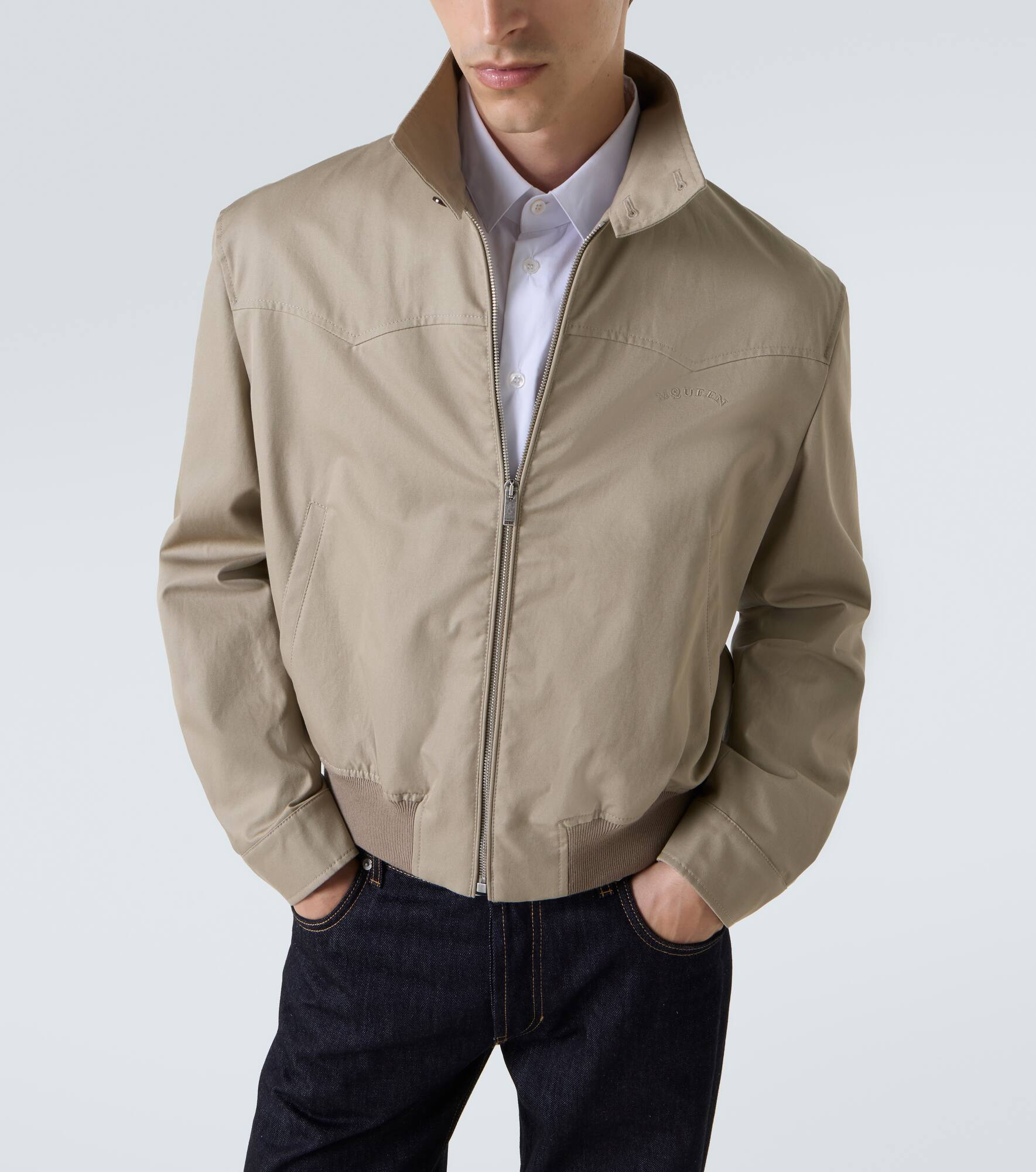 Logo cotton gabardine jacket - 5