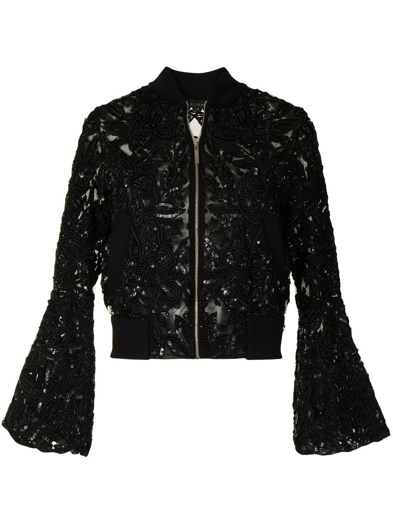 sequin-embellished bell-sleeve jacket 1