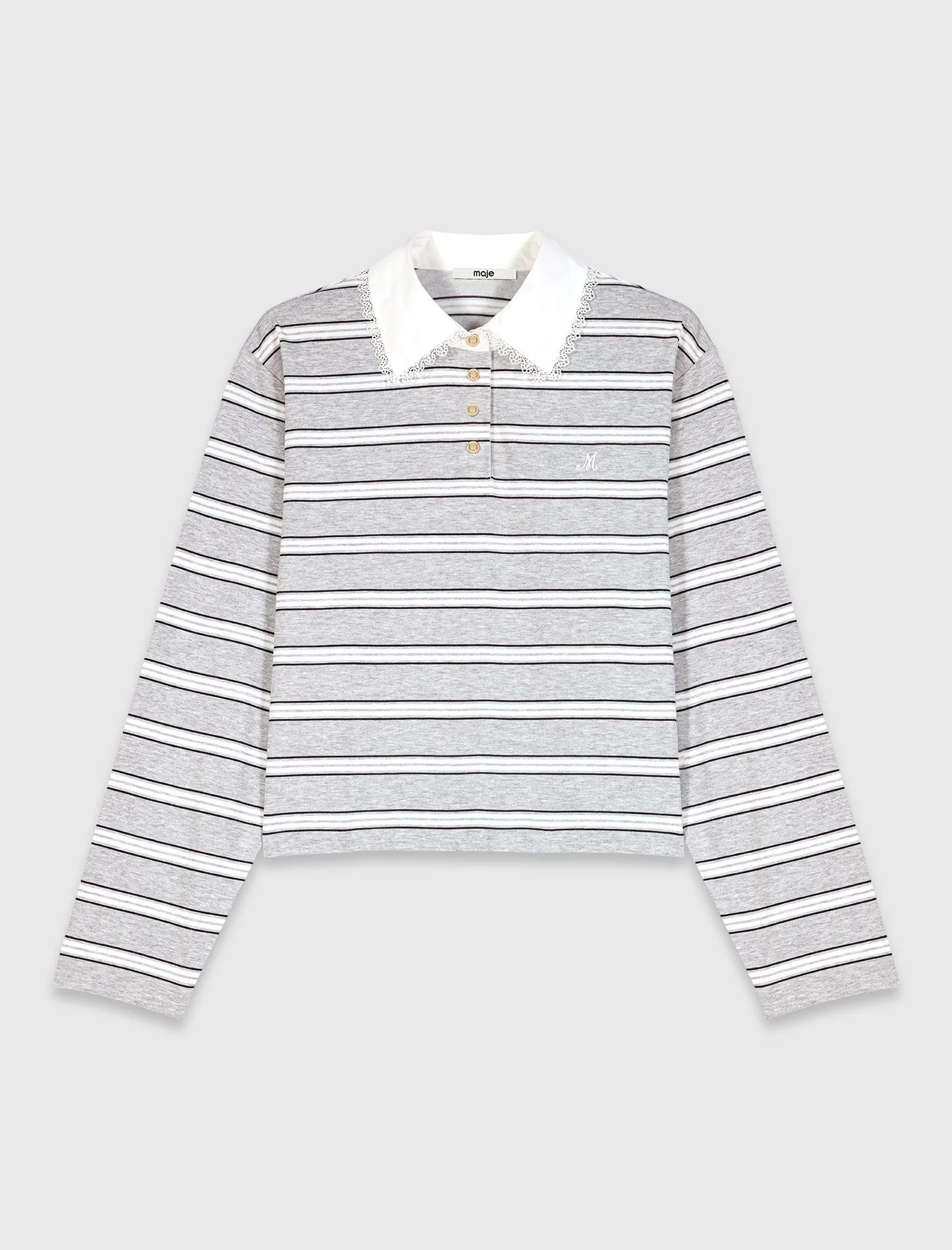 Embroidered polo collar T-shirt - 1