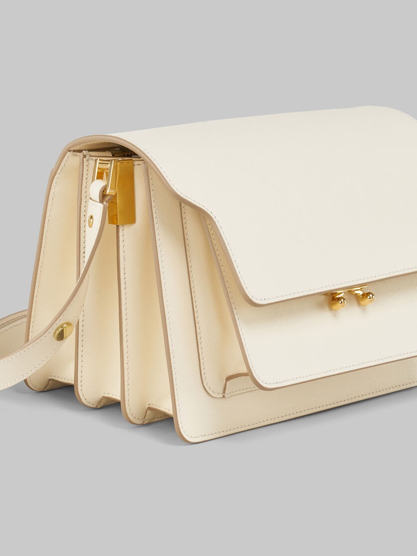 CREAM SAFFIANO LEATHER MEDIUM TRUNK BAG - 5