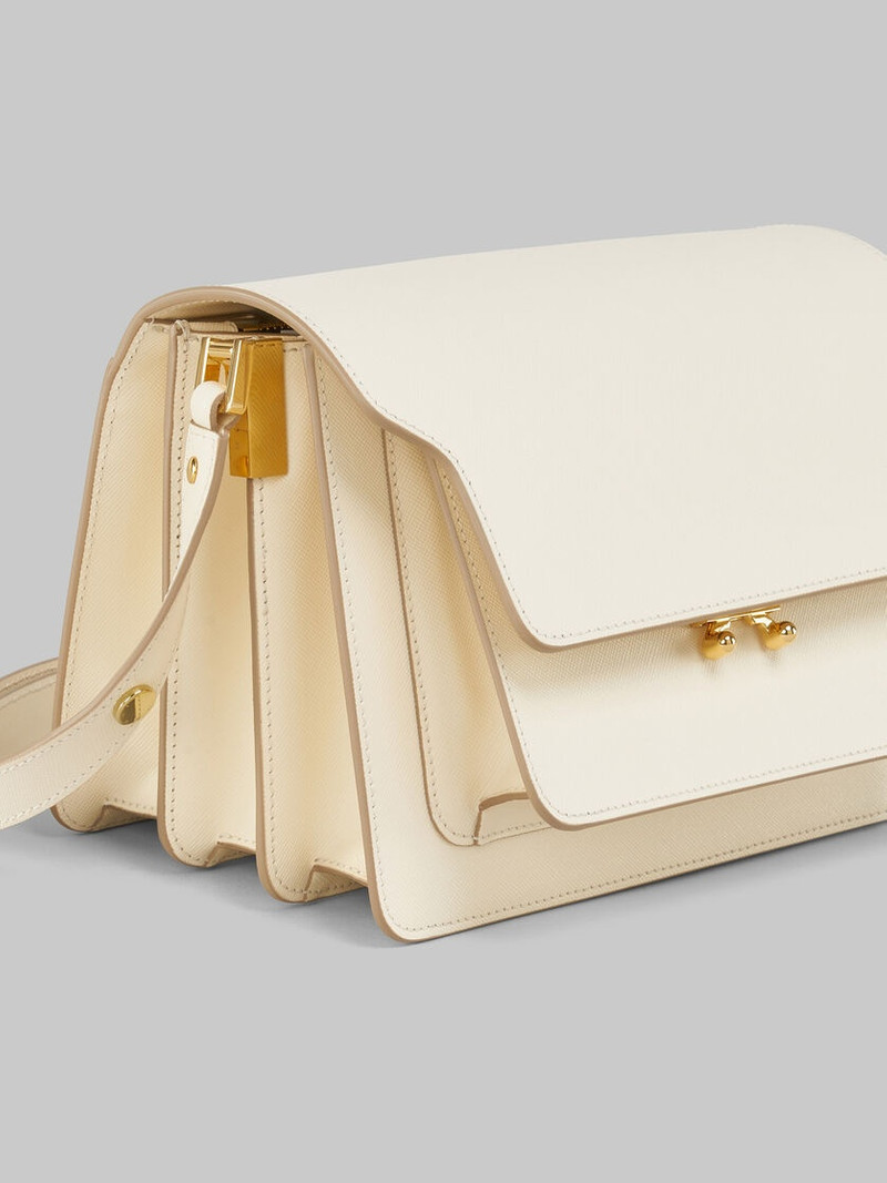 CREAM SAFFIANO LEATHER MEDIUM TRUNK BAG 5