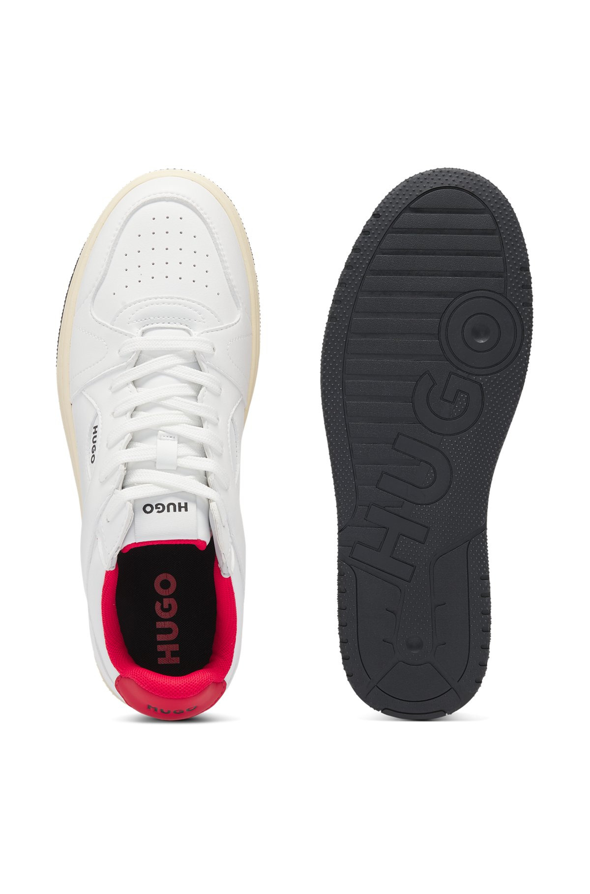 FAUX-LEATHER LACE-UP TRAINERS WITH LOGO DETAILS - 4