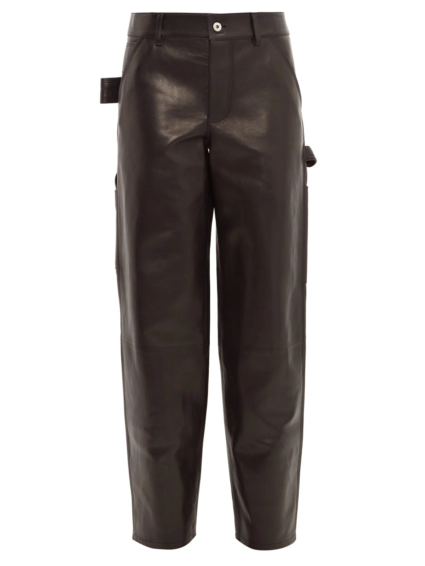 Mid-rise straight-leg leather trousers - 1