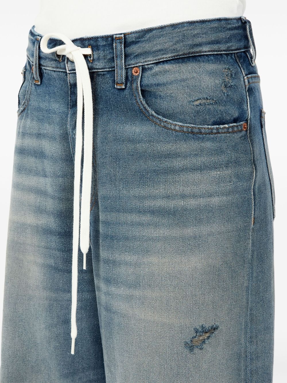drawstring-waistband wide-leg jeans - 7