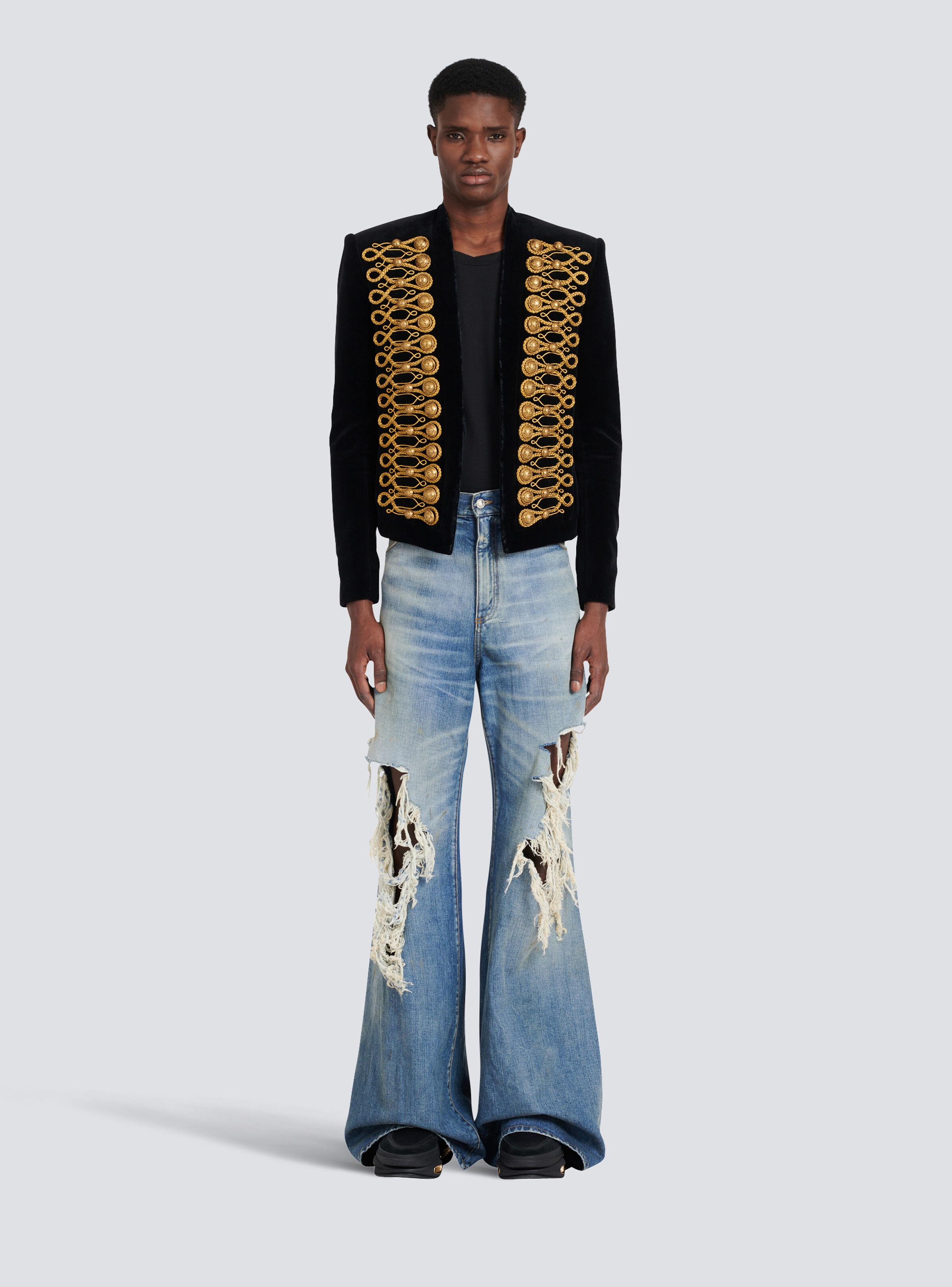 Velvet Brandenburg spencer jacket with golden embroidery - 4