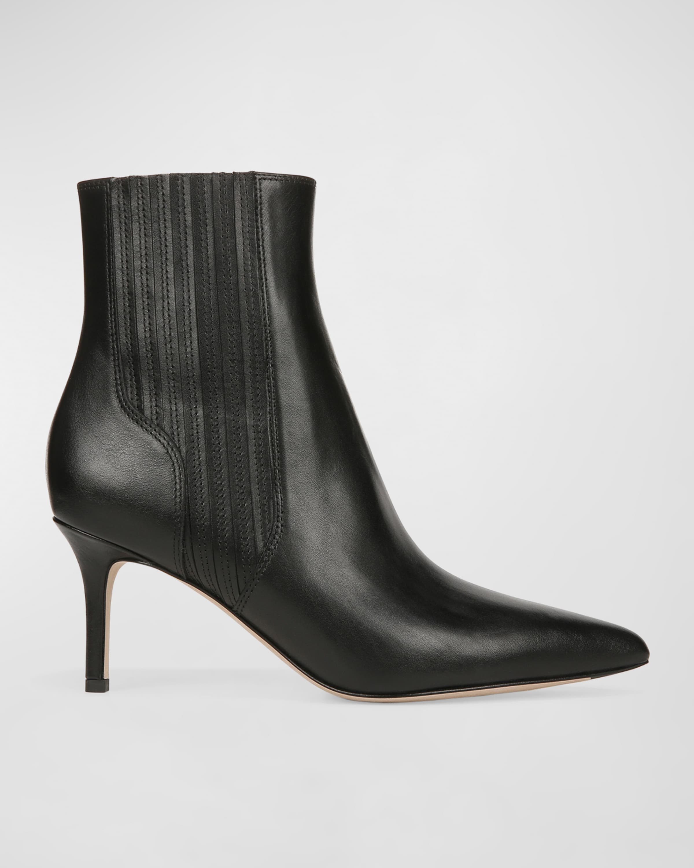 Lisa Pleated Leather Ankle Booties - 1