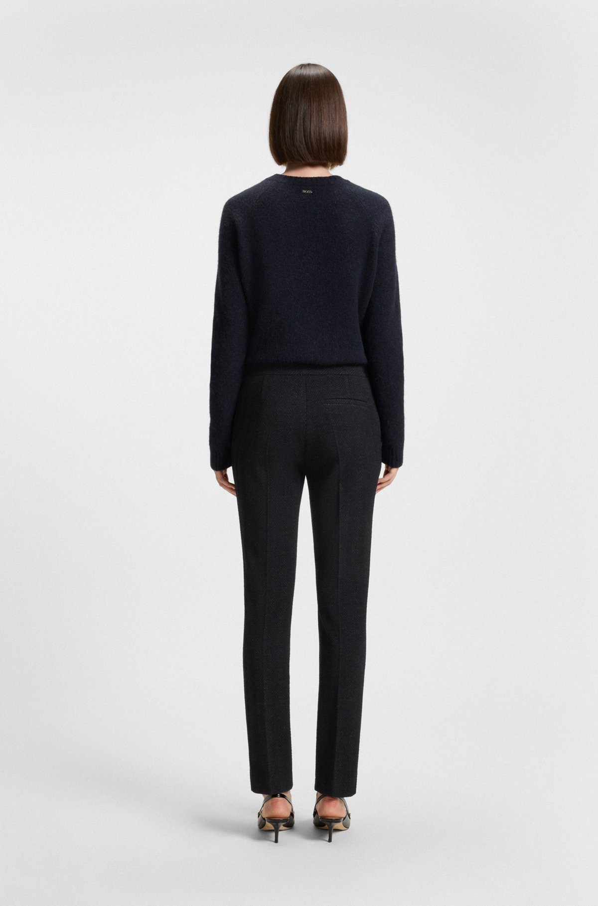 SLIM-FIT TROUSERS IN CREASE-RESISTANT HERRINGBONE STRETCH JERSEY - 4