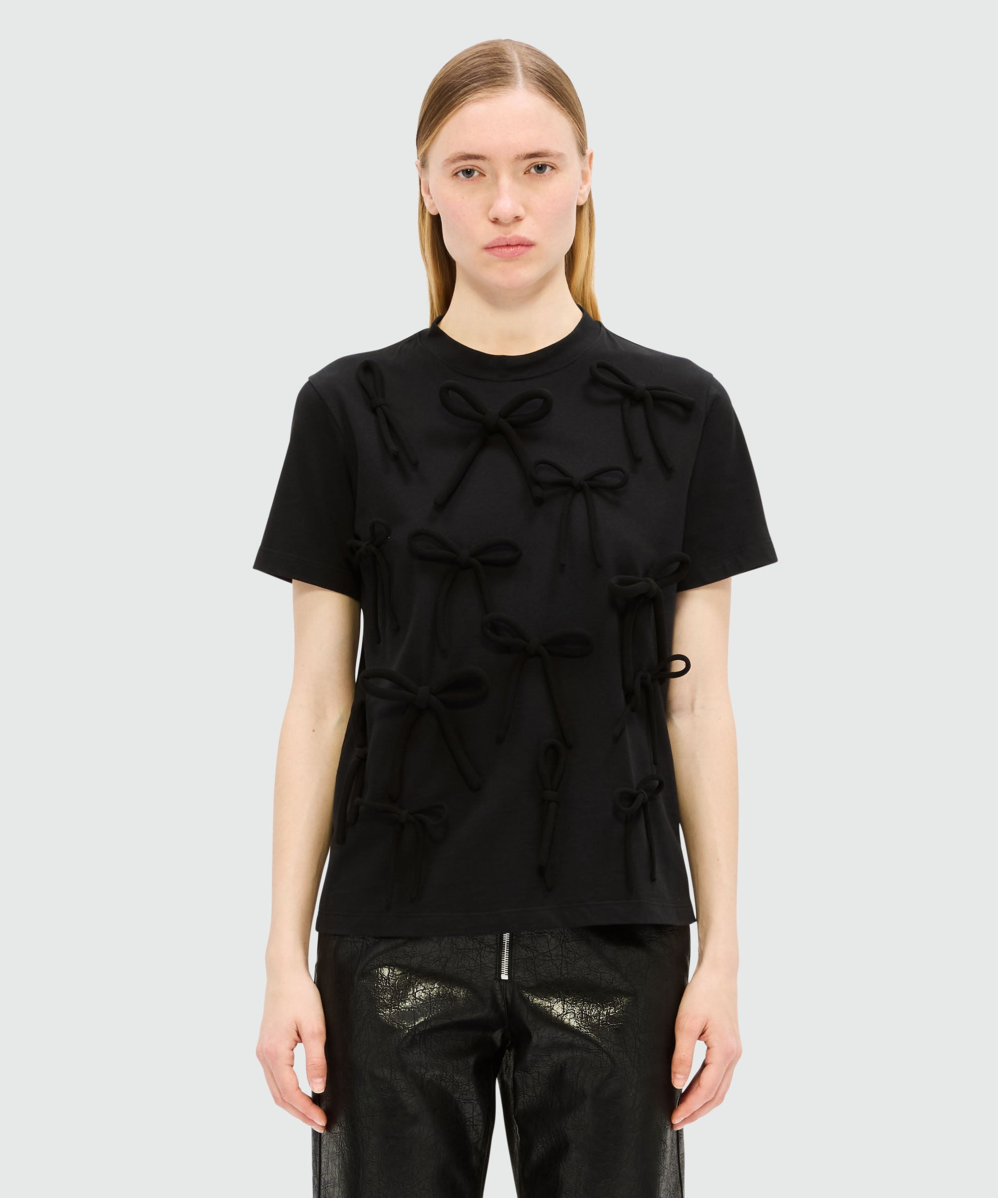 Black cady T-shirt with bows - 2