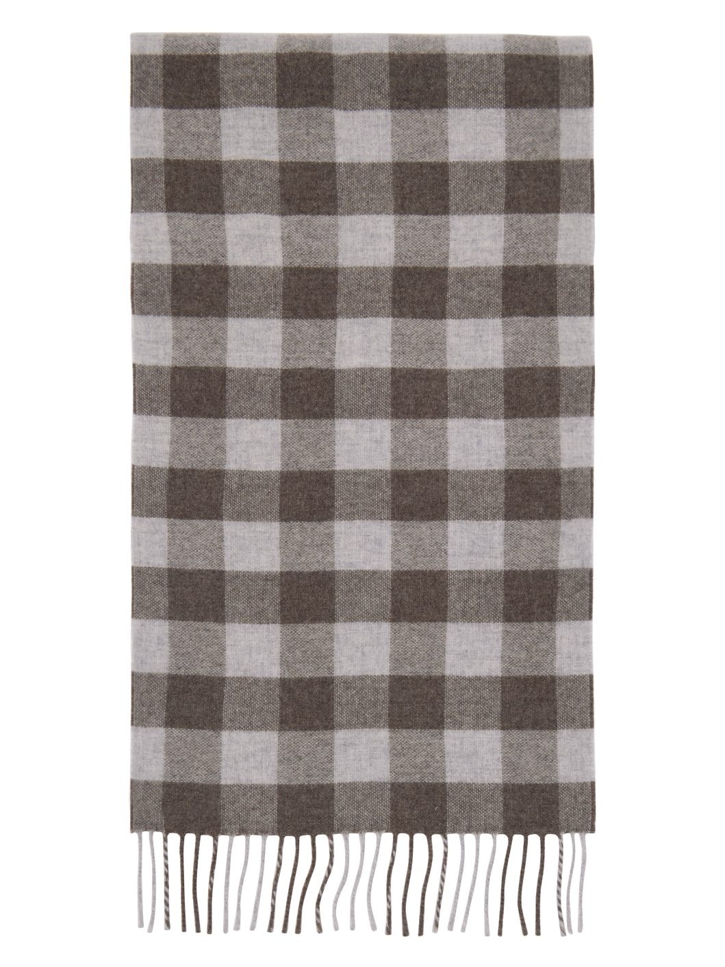 Brown & Gray Check Logo Scarf - 2