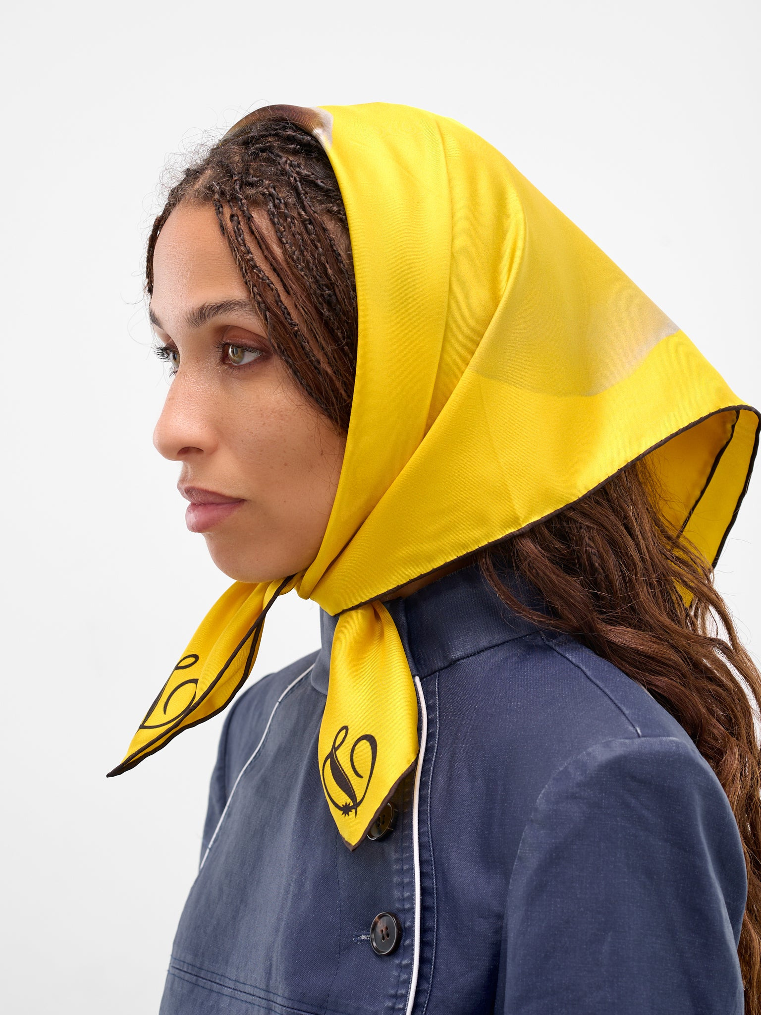 Yellow Logo Print Silk Scarf - 2