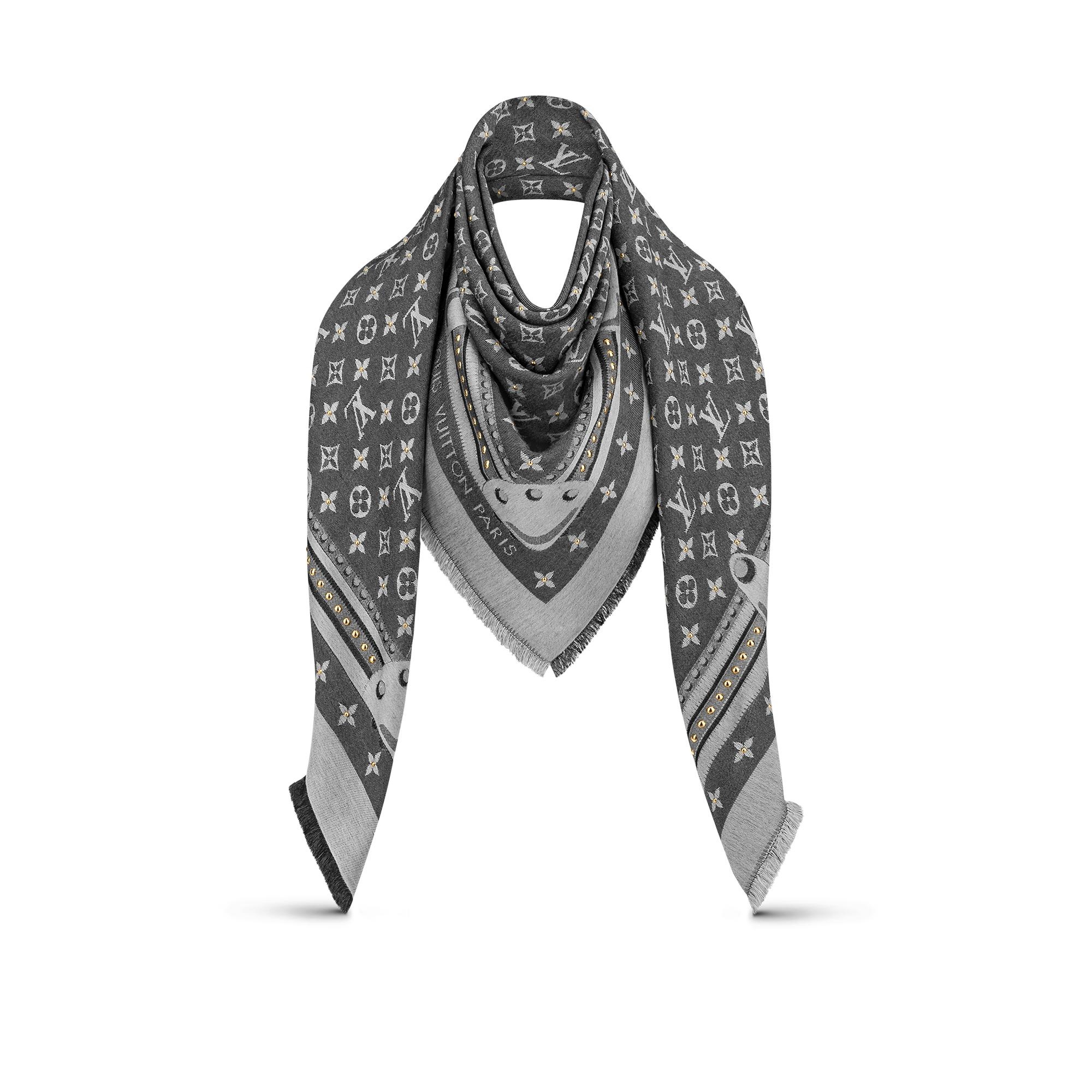 Studdy Denim Monogram Shawl - 1