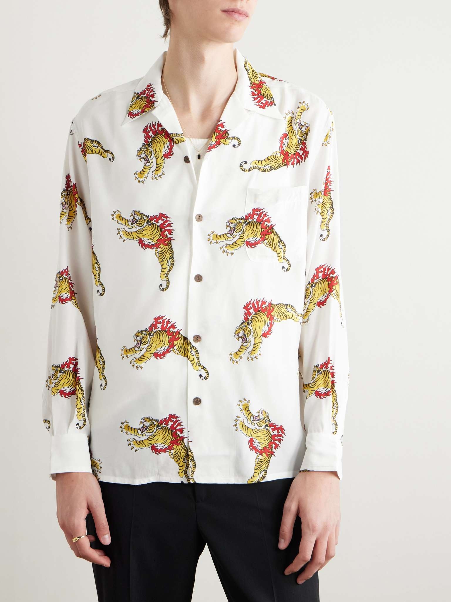 + Tim Lehi Convertible-Collar Printed Matte-Satin Shirt - 3