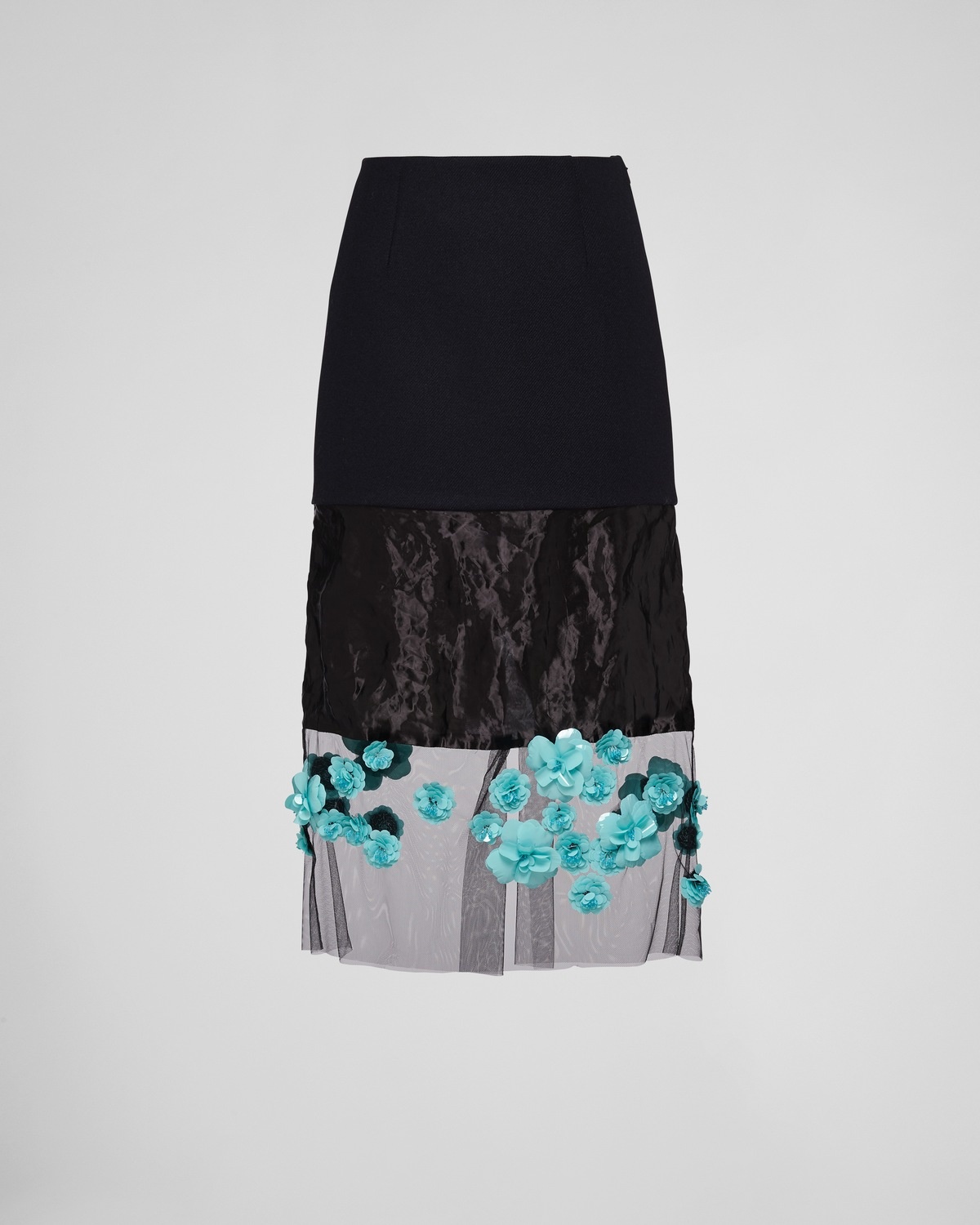 Embroidered satin midi-skirt - 1