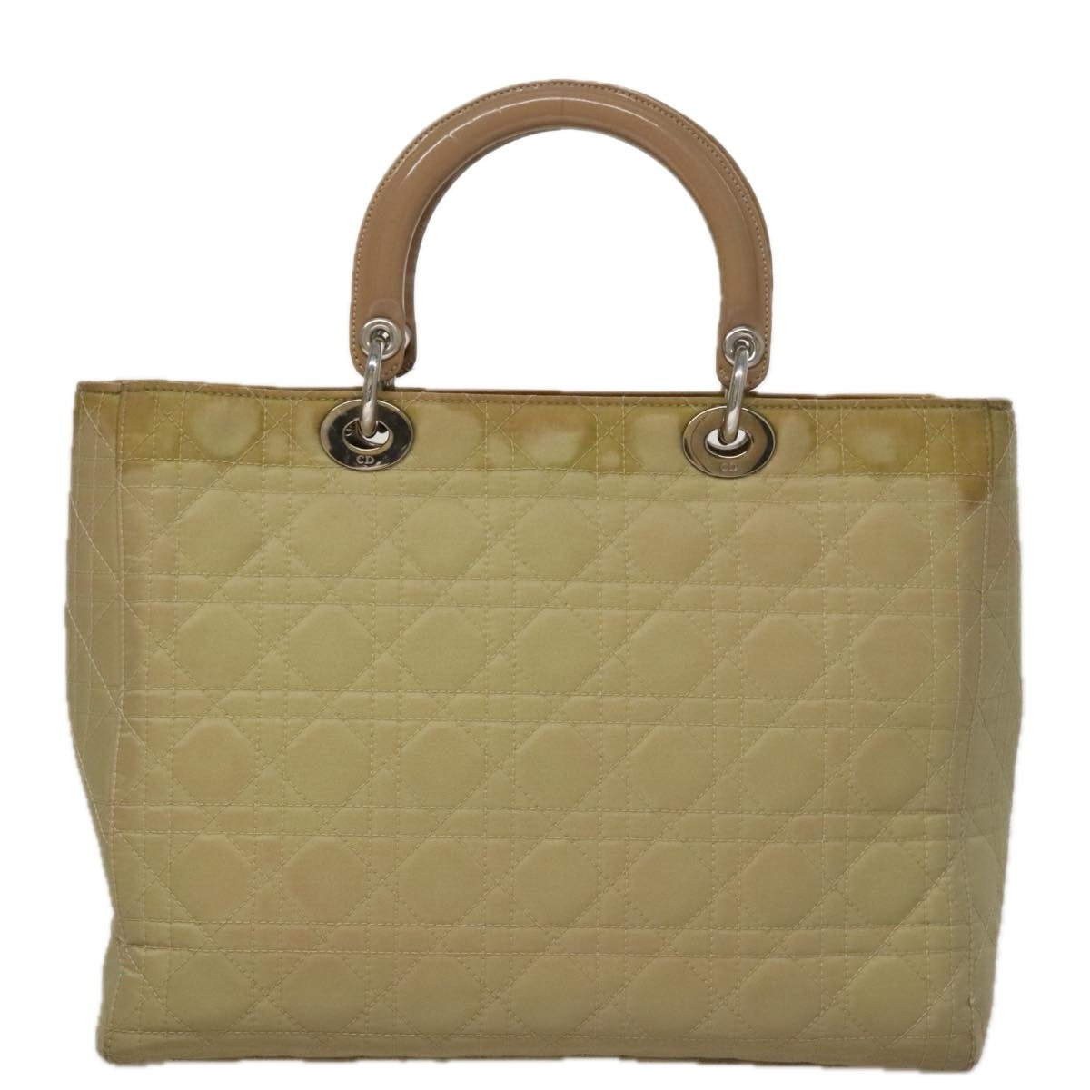 DIOR Canage Hand Bag Nylon Beige Silver - 2