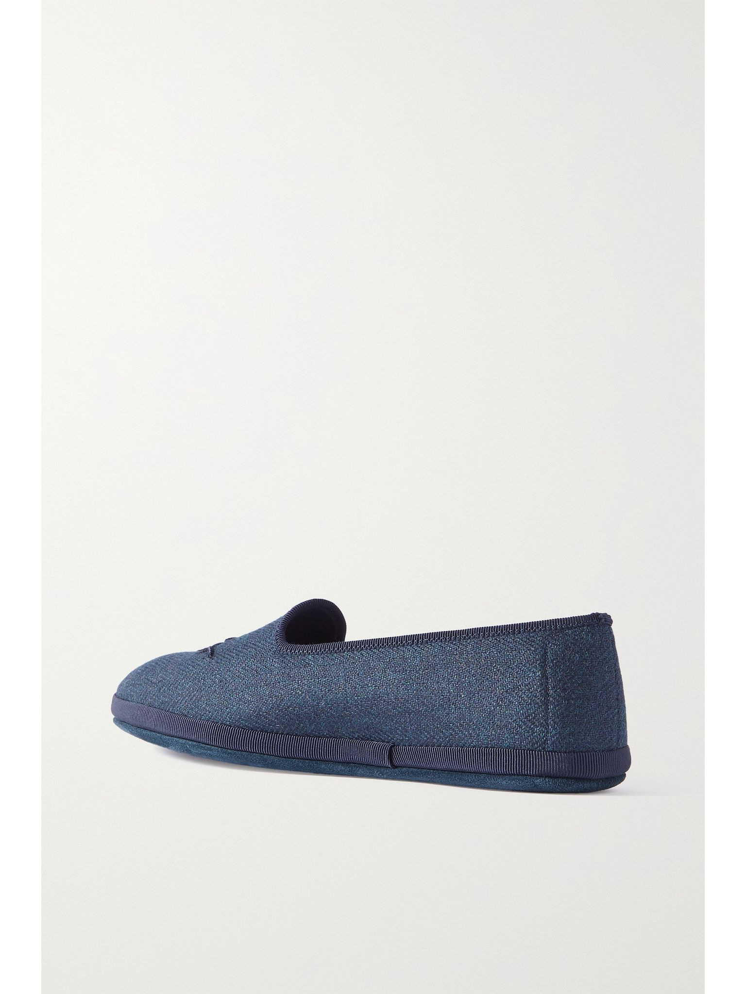 Venice embroidered herringbone cashmere slippers Navy - 3