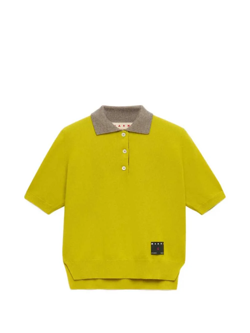 Marni Women Yellow Cashmere Polo Shirt With Contrasting Collar - 1